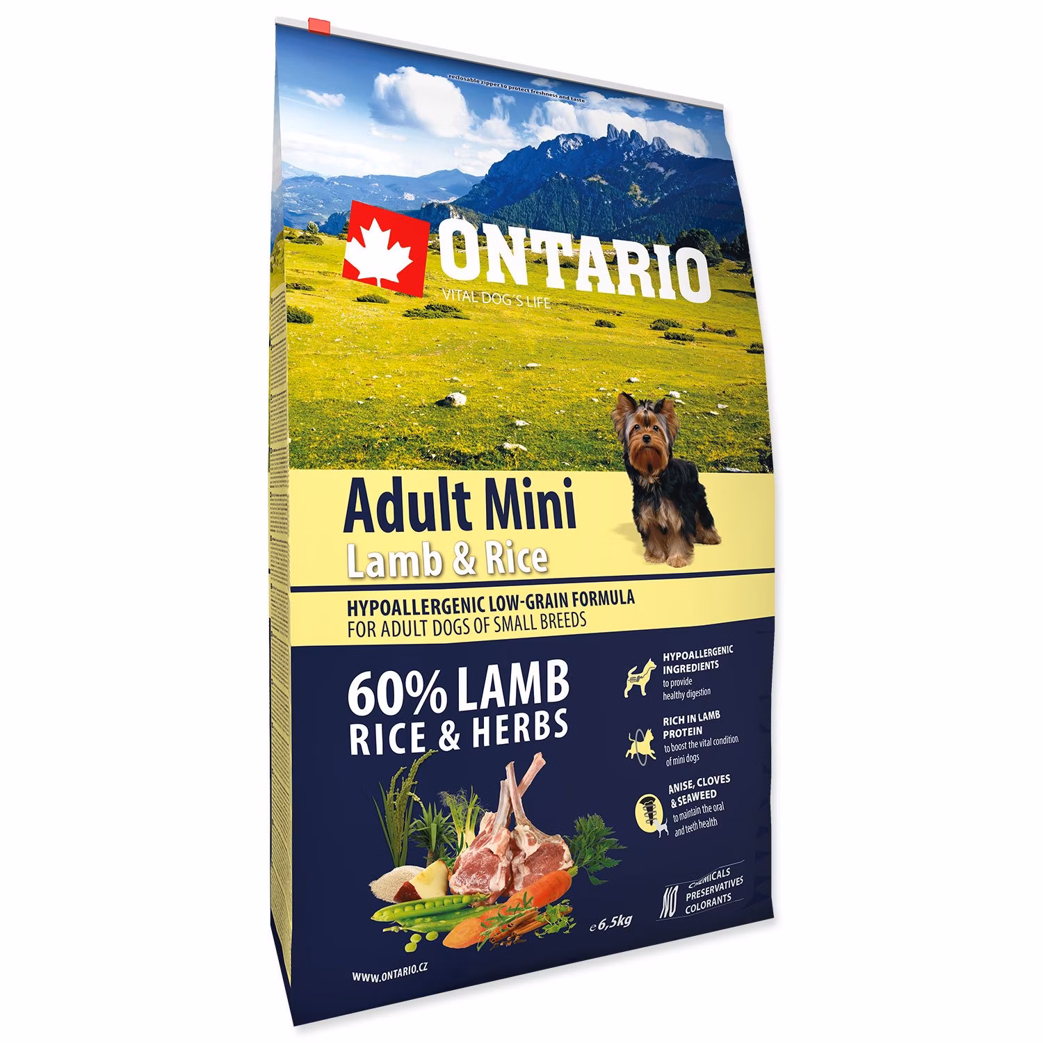Krmivo Ontario Adult Mini Lamb & Rice 6,5kg