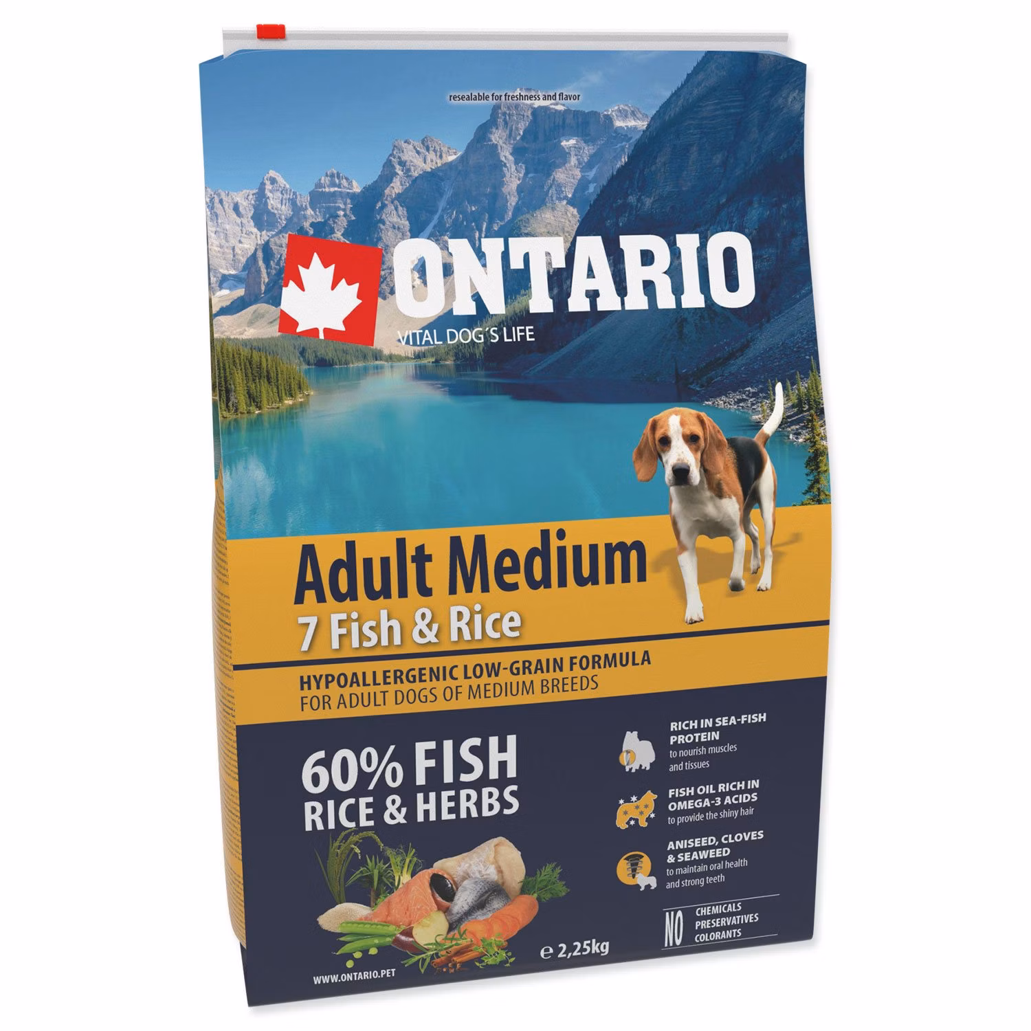 Krmivo Ontario Adult Medium Fish & Rice 2,25kg