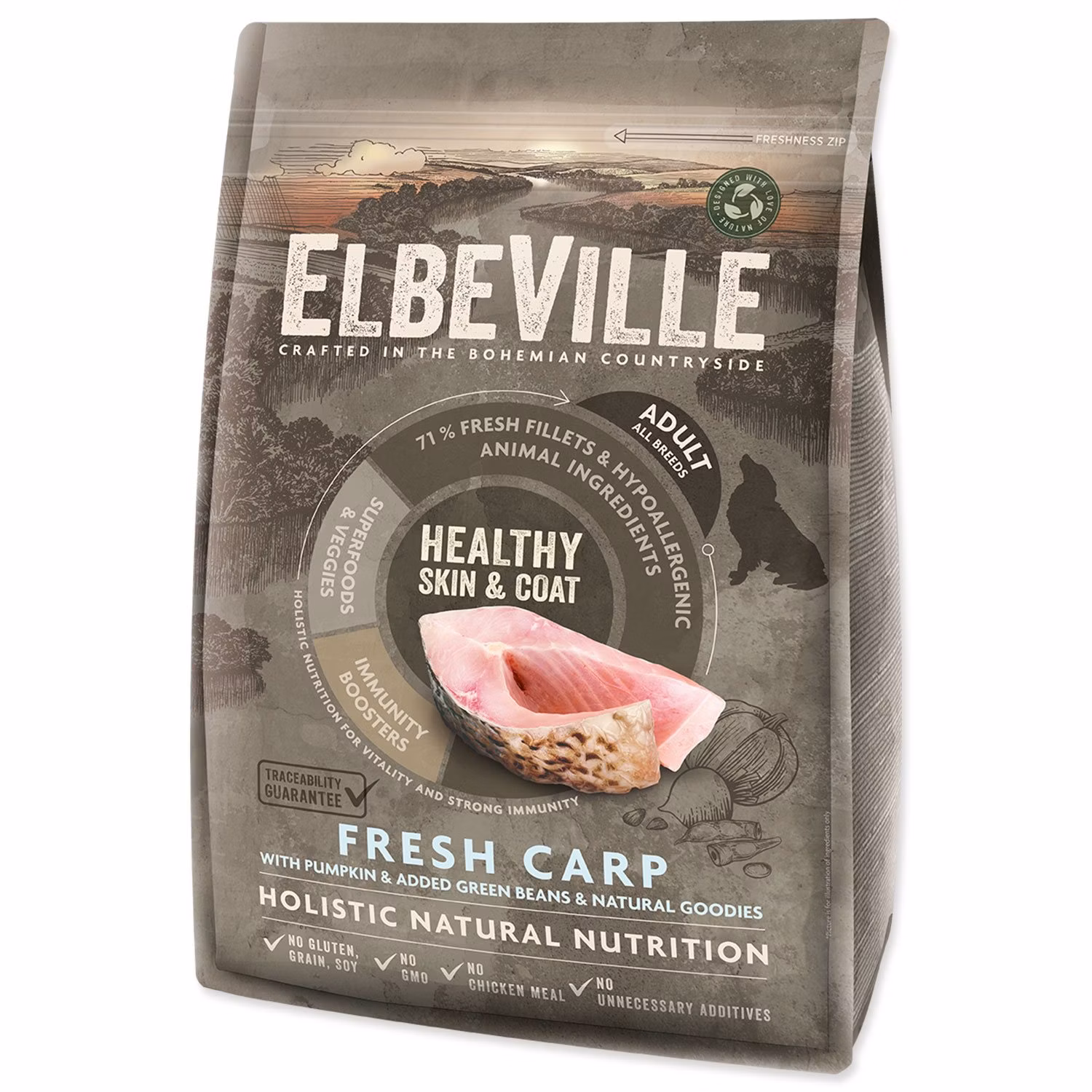 Krmivo ELBEVILLE Adult All Breeds Healthy Skin and Coat Fresh Carp 4kg