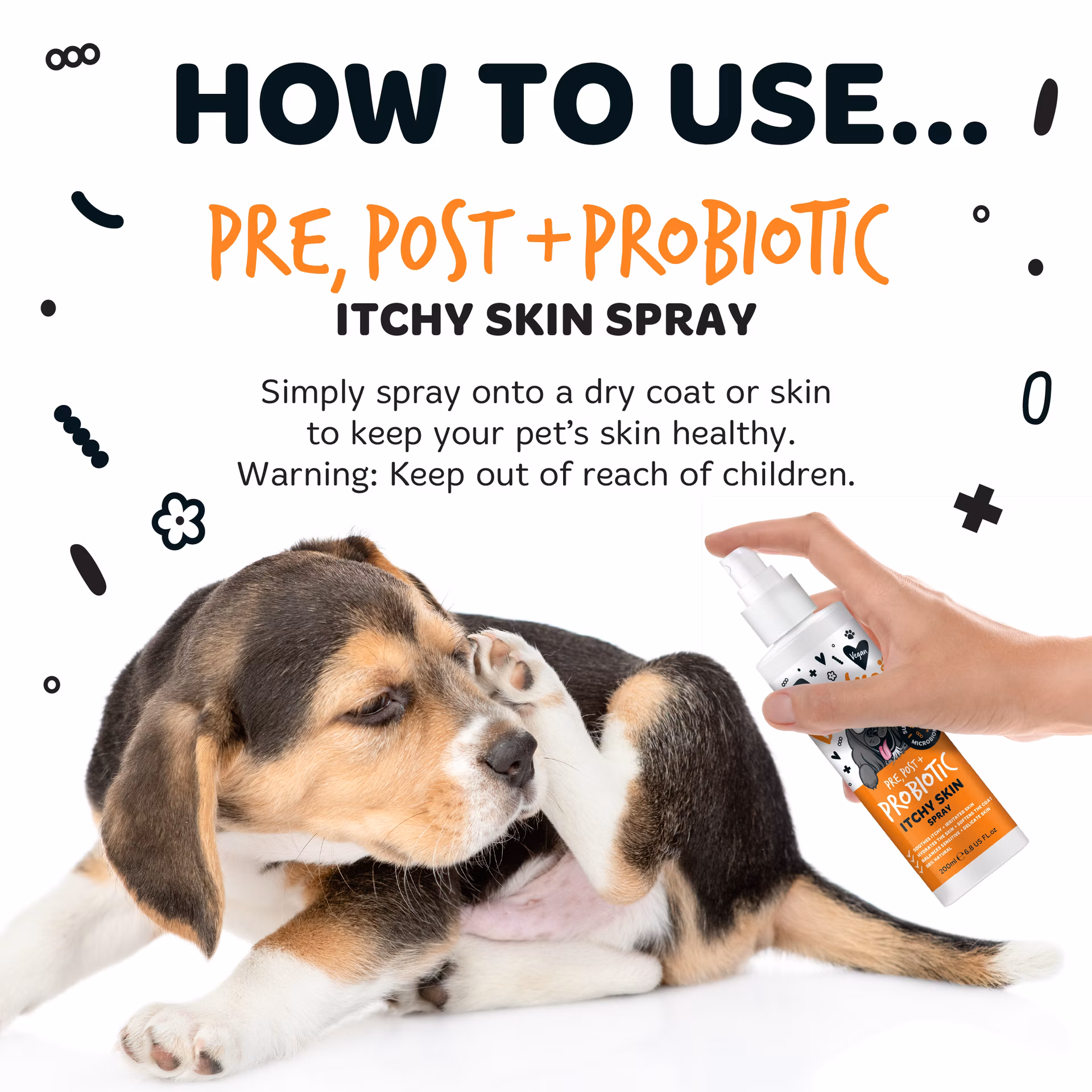 Bugalugs Pre, Post + Probiotic upokojujúci sprej na svrbiacu pokožku pre psov