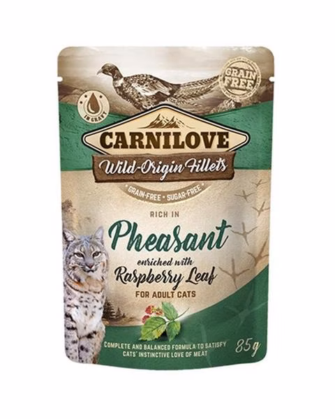 Carnilove cat Kapsička Rich in Pheasant Enriched with Raspberry Leaves 24 x 85 g
