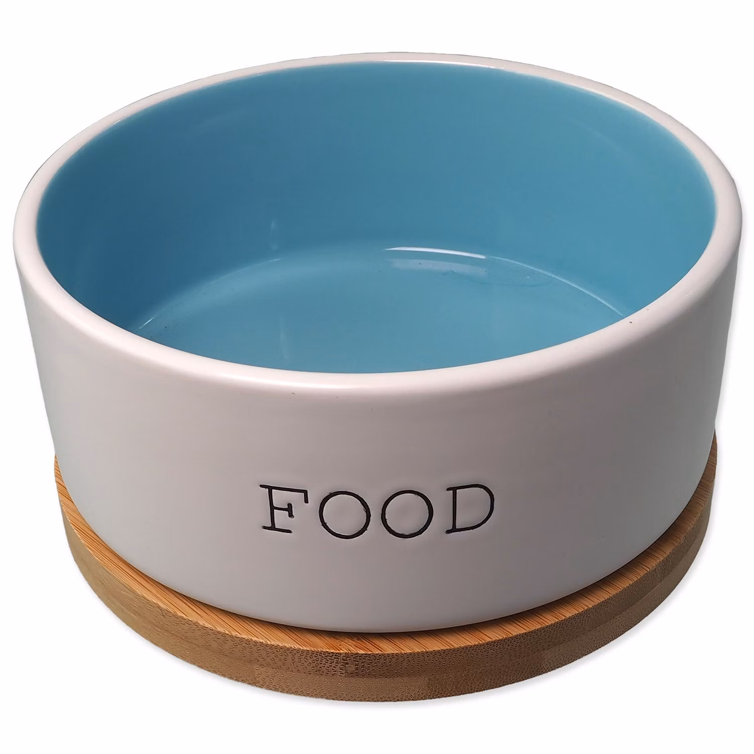 Miska Dog Fantasy keramická FOOD biela/modrá s podtáckou 16x6,5cm, 850ml