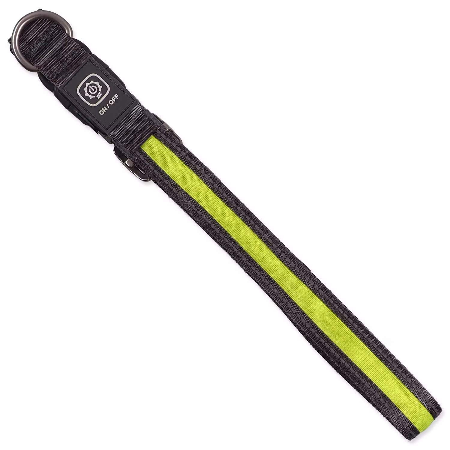 Obojok Dog Fantasy USB LED nylonový svietiaci M-L zelený 2,5x45-65cm