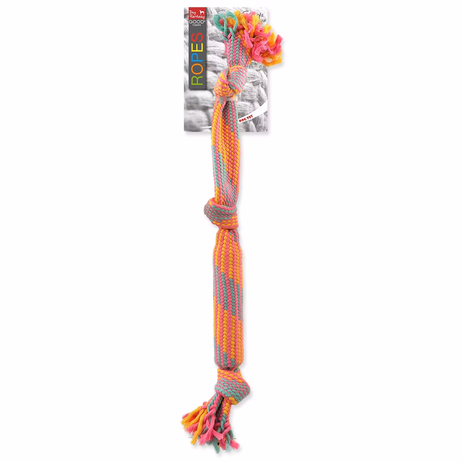 Hračka Dog Fantasy preťahovadlo farebné so zvukom vzor 1, 3 knôty 53cm