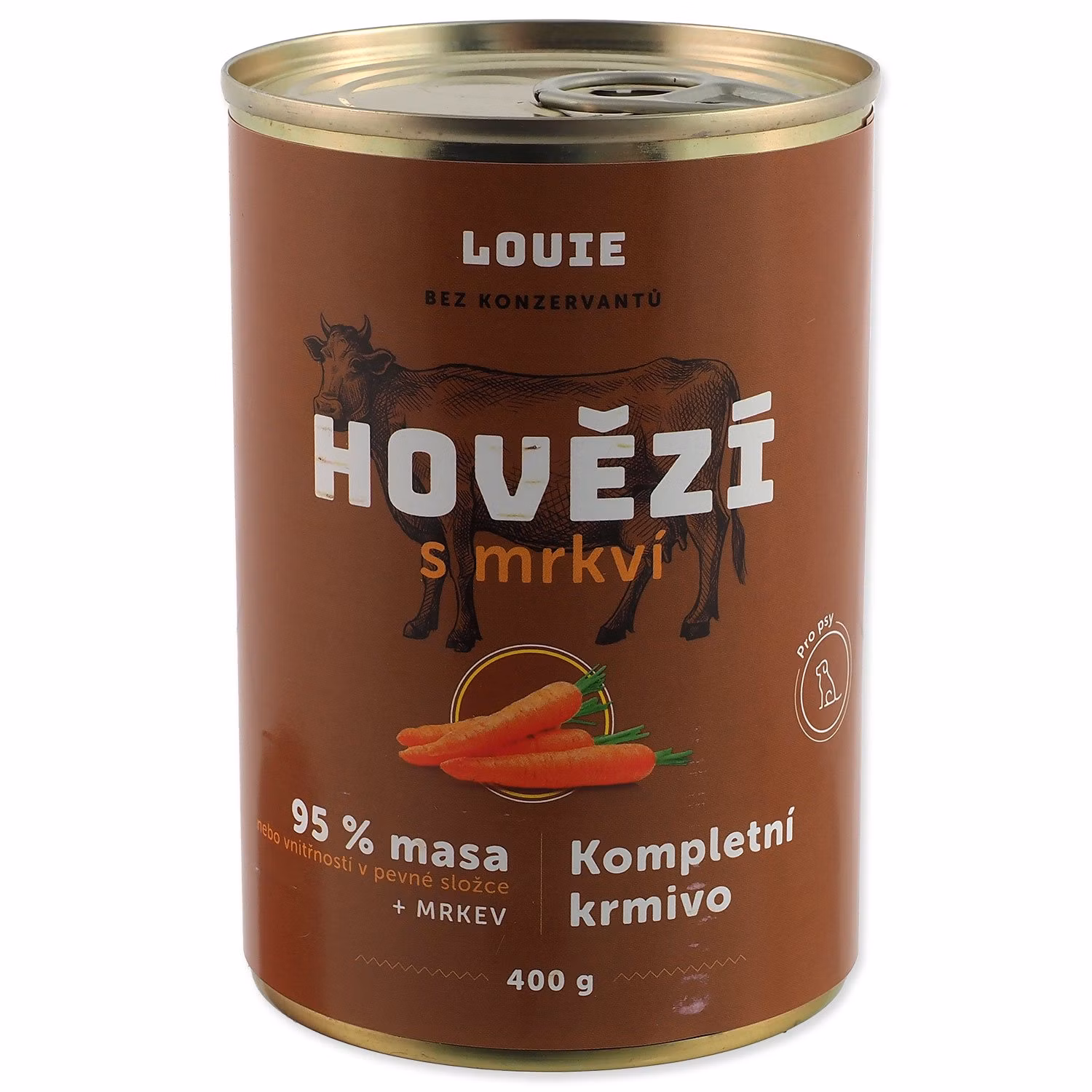 Konzerva LOUIE hovädzie s mrkvou, vitamínmi a minerálmi 400g