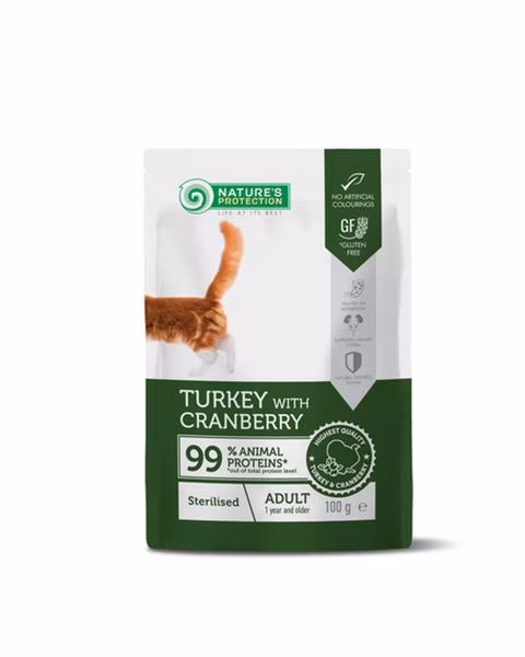 Natures P KAPSIČKY cat adult sterilised turkey & cranberry 22 x 100 g