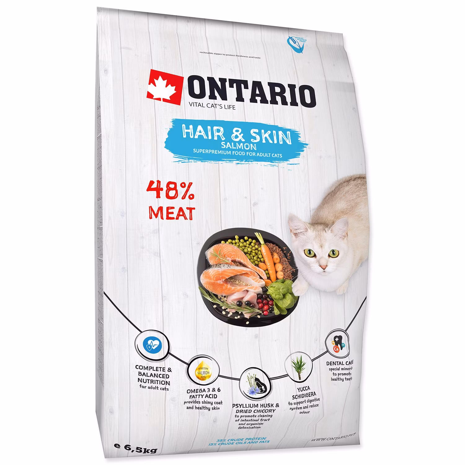 Krmivo Ontario Cat Hair & Skin 6,5kg