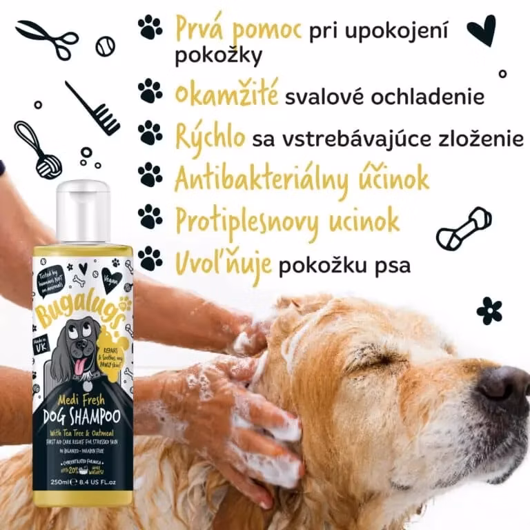 Bugalugs upokojujúci šampón pre psov proti svrbeniu – Medi Fresh - 250 ml