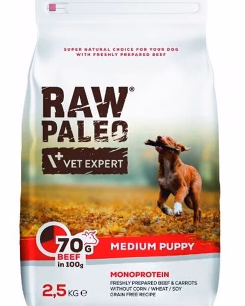 VetExpert Raw Paleo puppy medium beef 2,5 kg