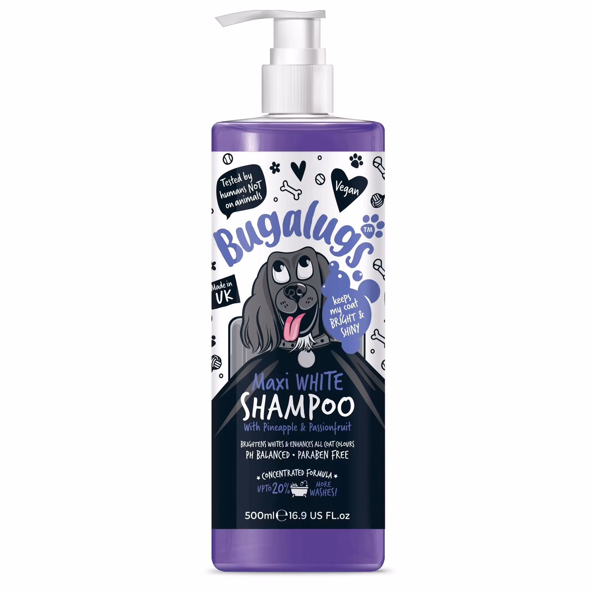 Bugalugs rozjasňujúci šampón pre psov na bielu/svetlú srsť - 500 ml