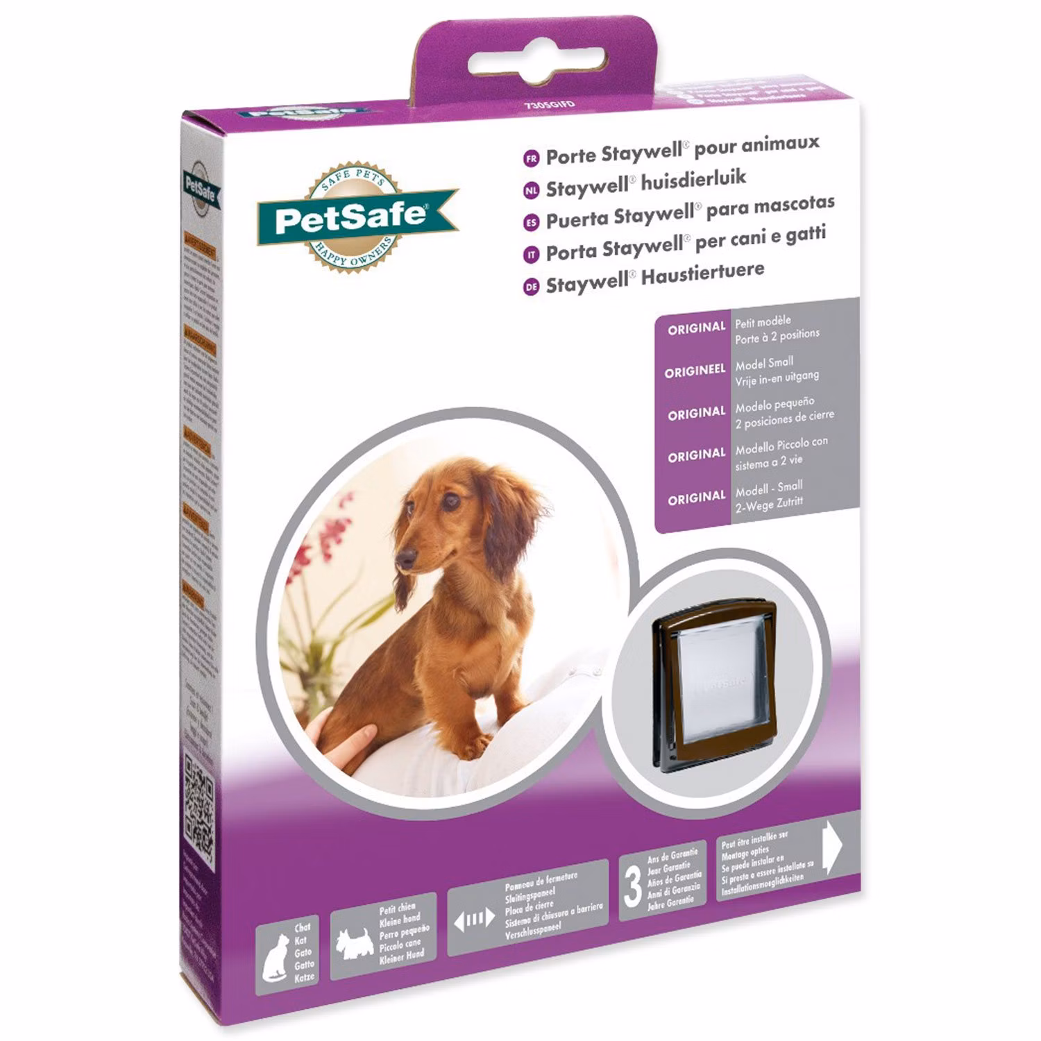 Dvierka PetSafe plastová s transparentným flapom hnedé, výrez 18,5x15,8cm