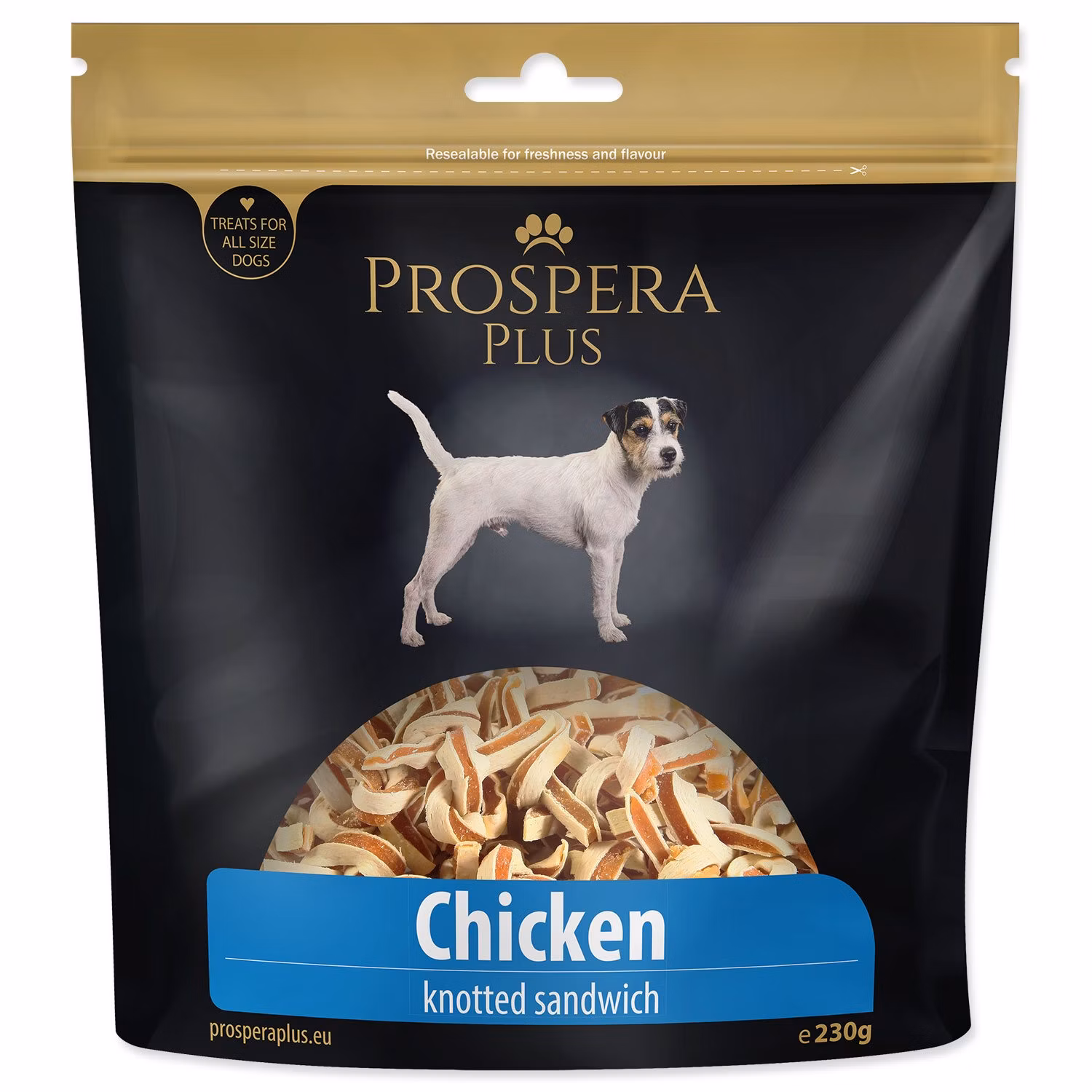 Pochúťka Prospera Plus kuracie sandwich, uzlíky 230g