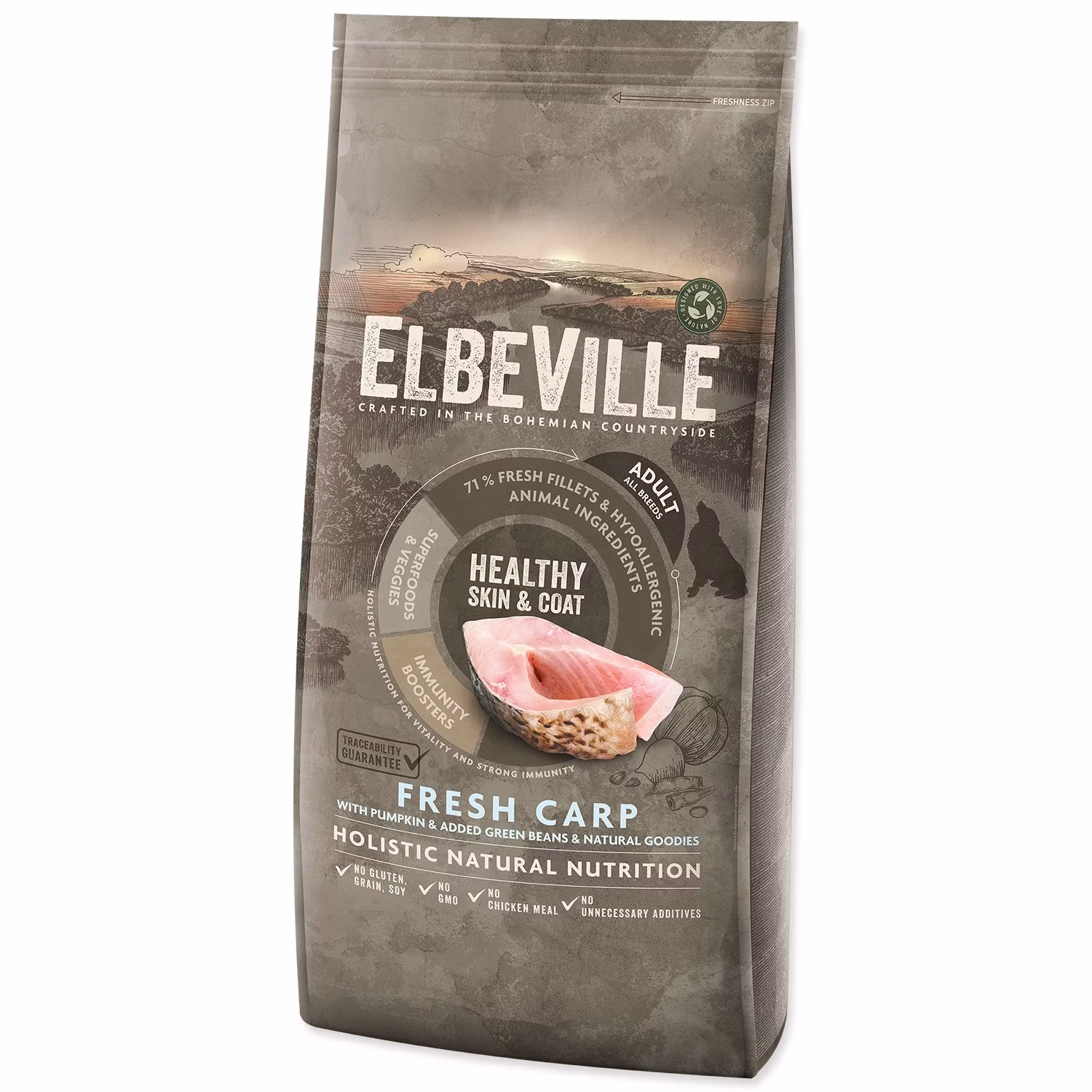 Krmivo ELBEVILLE Adult All Breeds Healthy Skin and Coat Fresh Carp 11,4kg