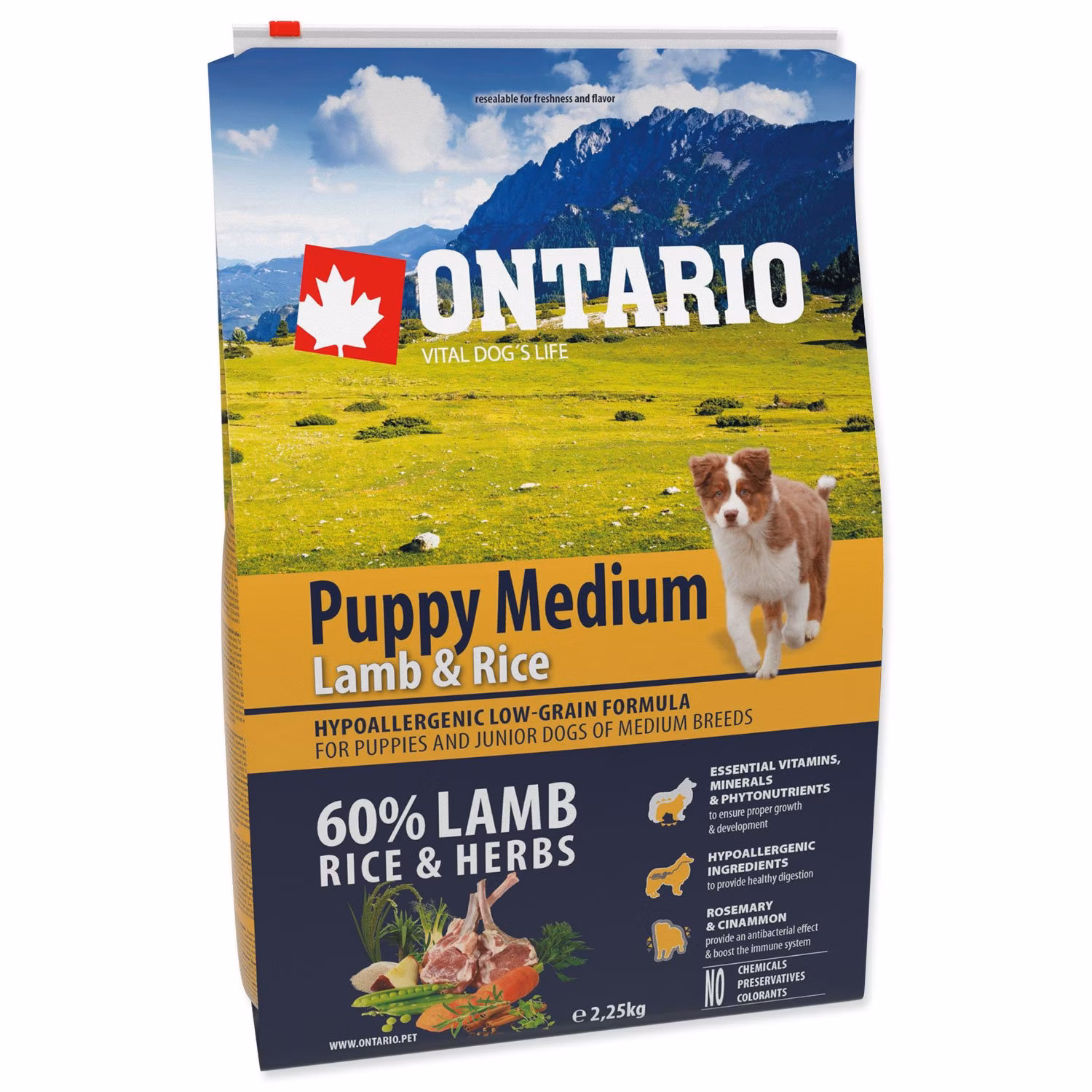Krmivo Ontario Puppy Medium Lamb & Rice 2,25kg