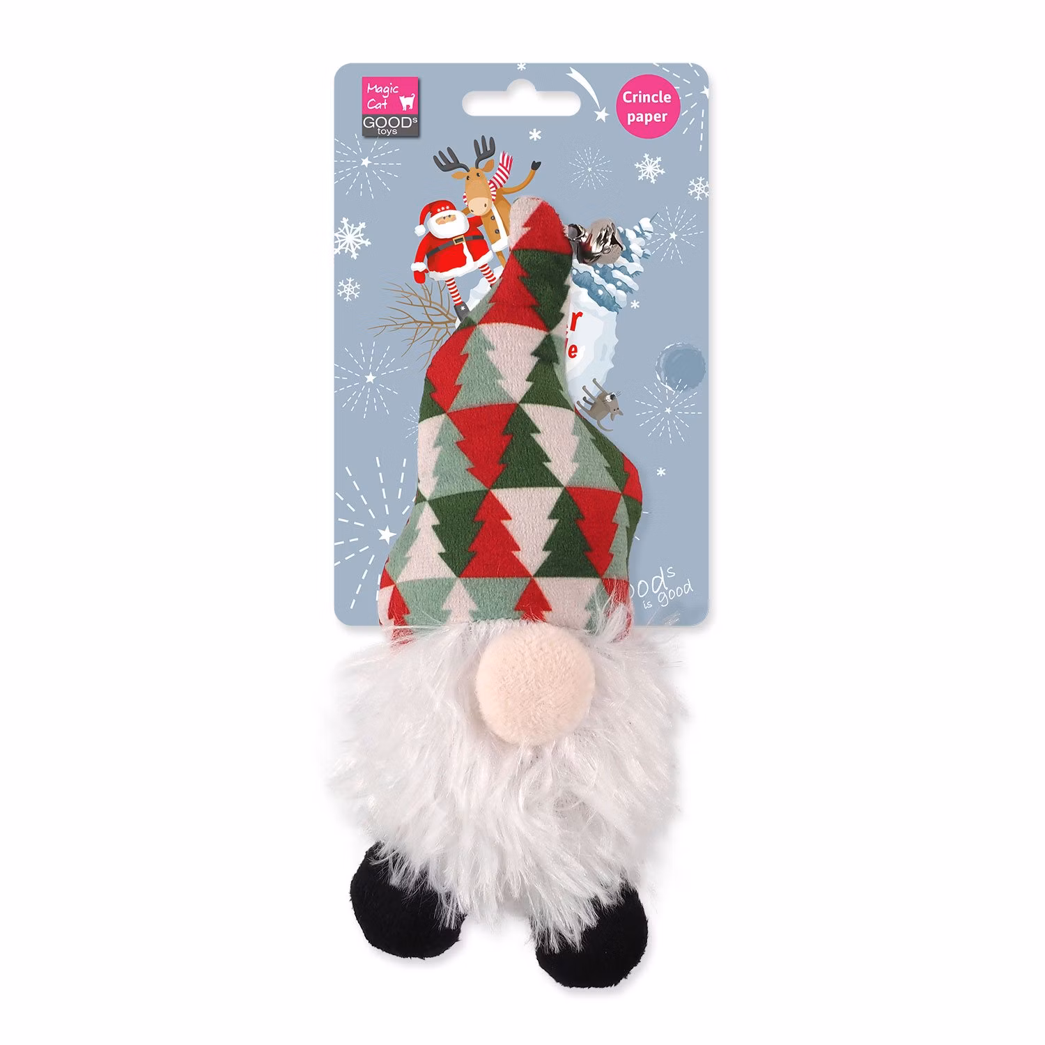 Hračka Magic Cat Winter Tale trpaslík so šantou čapica zeleno-červená 15cm