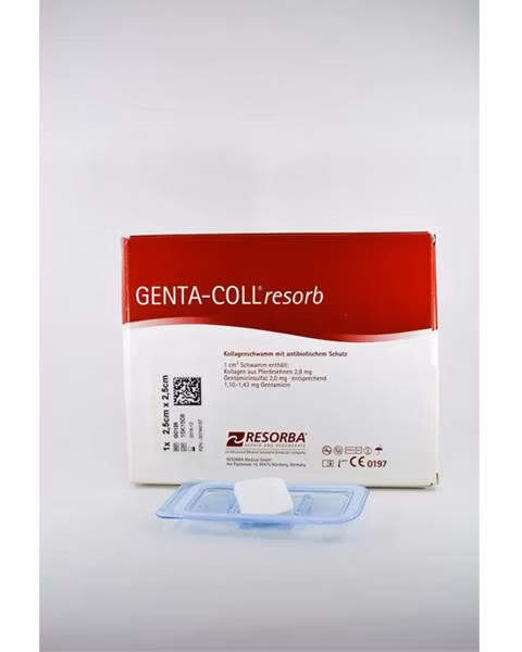 Genta-Coll resorb s antibiotikom - Gentamicín, špongia 2,5 x 2,5 cm