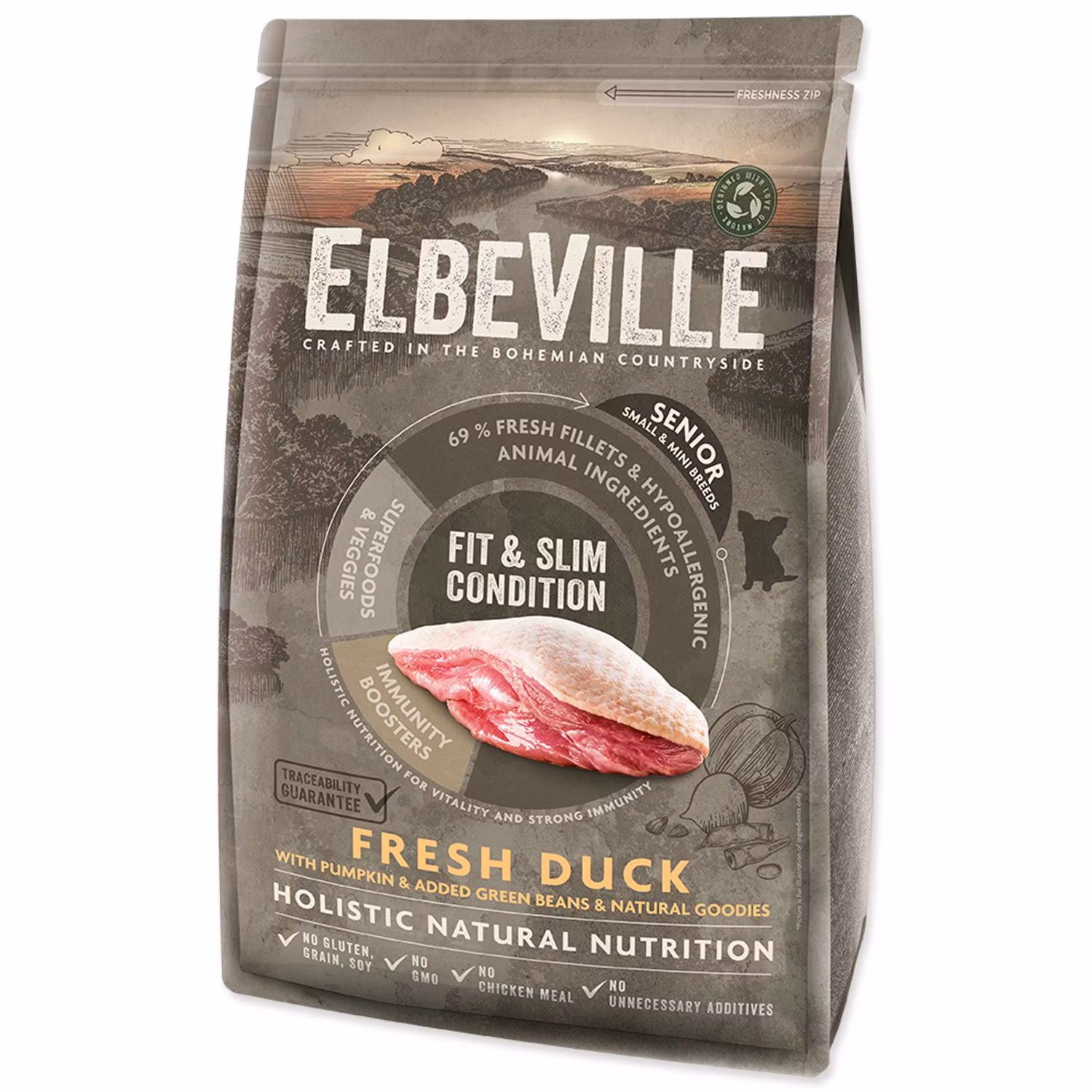 Krmivo ELBEVILLE Senior Mini Fit and Slim Condition Fresh Duck 1,4kg