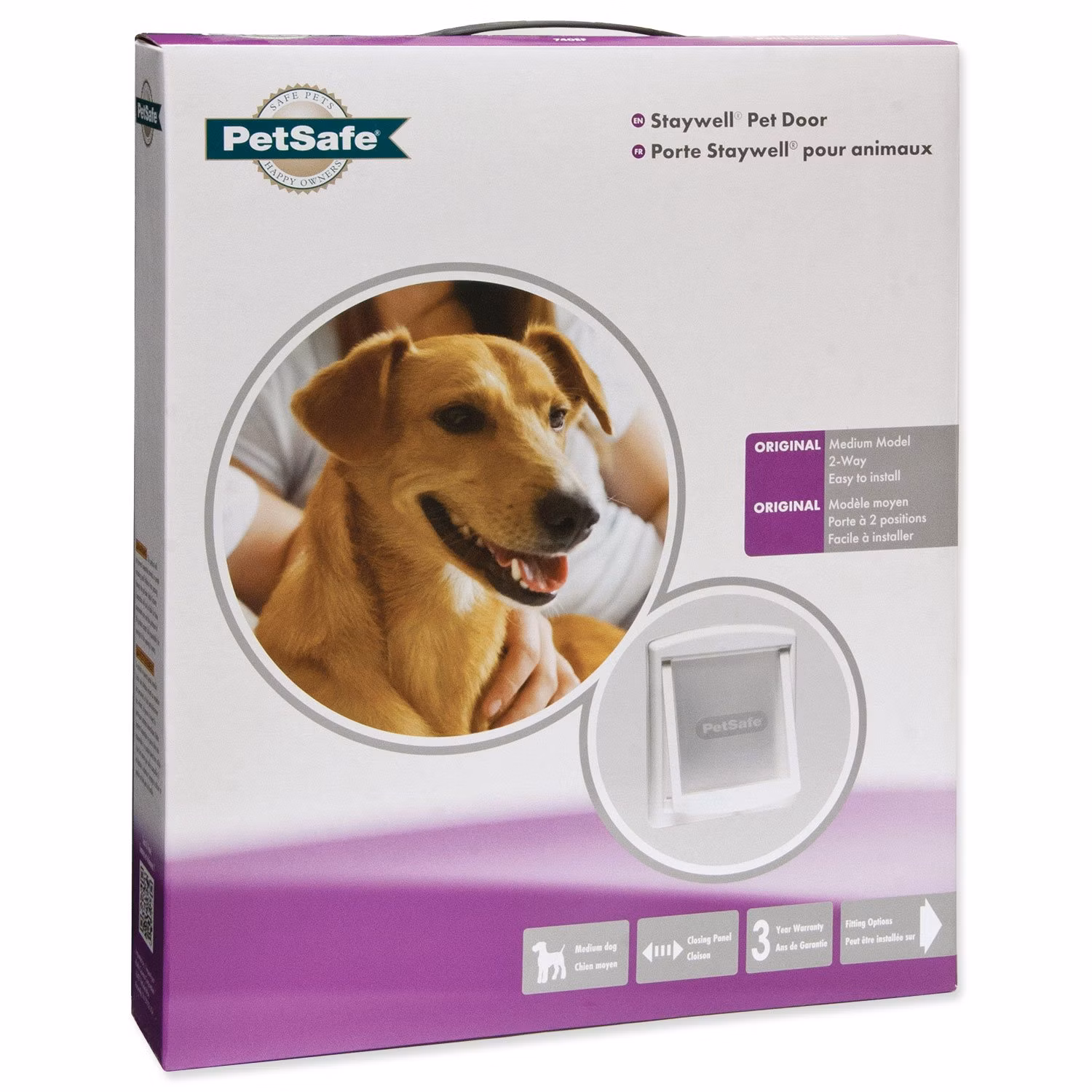 Dvierka PetSafe plastové s transparentným flapom biele, výrez 28,1x23,7cm