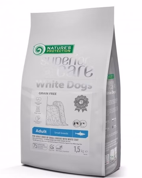 Natures P Superior care white dog GF adult Herring small breed 1,5 kg