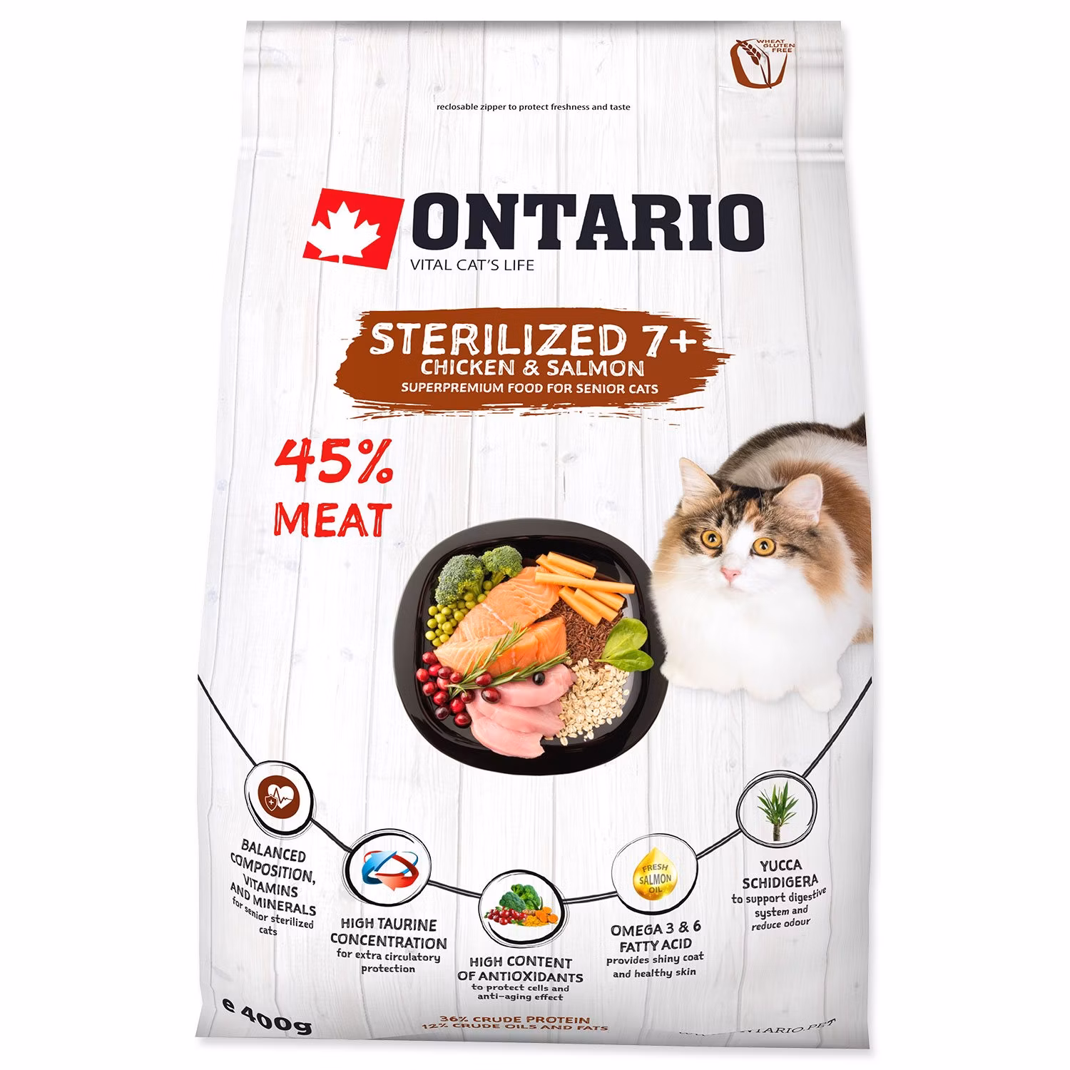 Krmivo Ontario Cat Sterilised 7+0,4kg