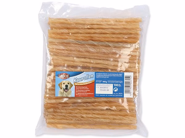Pochúťka Trixie byvolia koža, krútené tyčinky 12cmx5-6mm 100ks