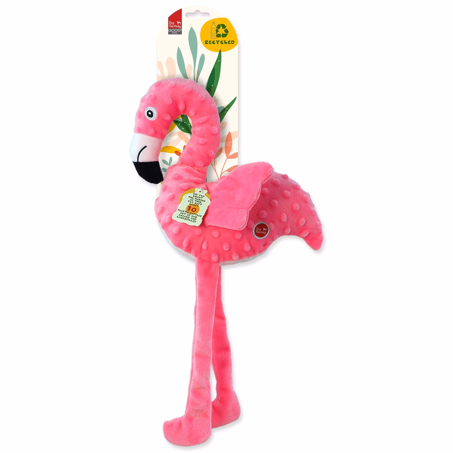 Hračka Dog Fantasy Recycled Toy plameniak pískací so šuštiacimi krídlami 49cm