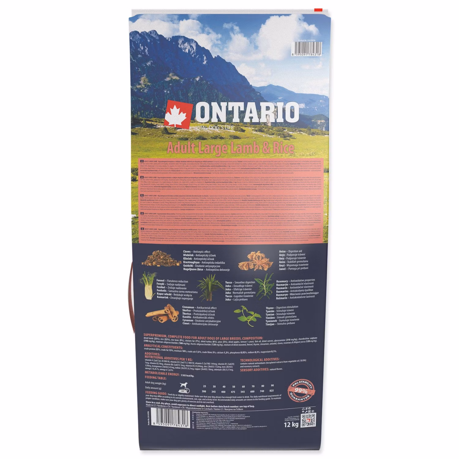 Krmivo Ontario Adult Large Lamb & Rice 12kg