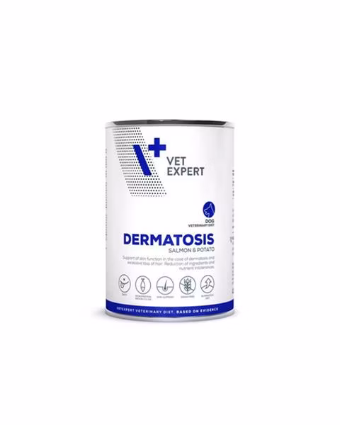 VetExpert VD dog 4T Dermatosis Salmon & Potatio konzerva 400 g