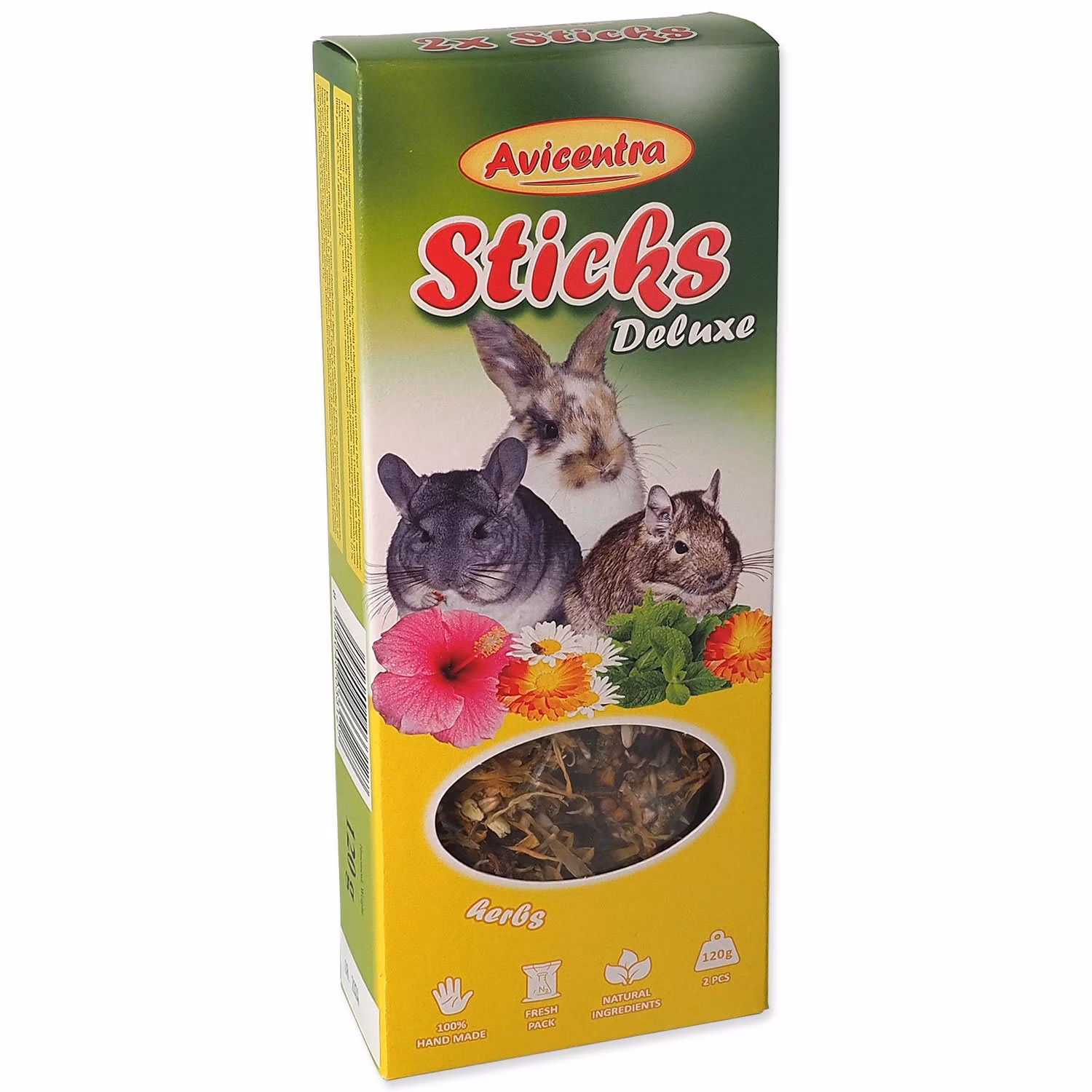 Tyčinka Avicentra Deluxe veľký hlodavec, s bylinkami 2ks