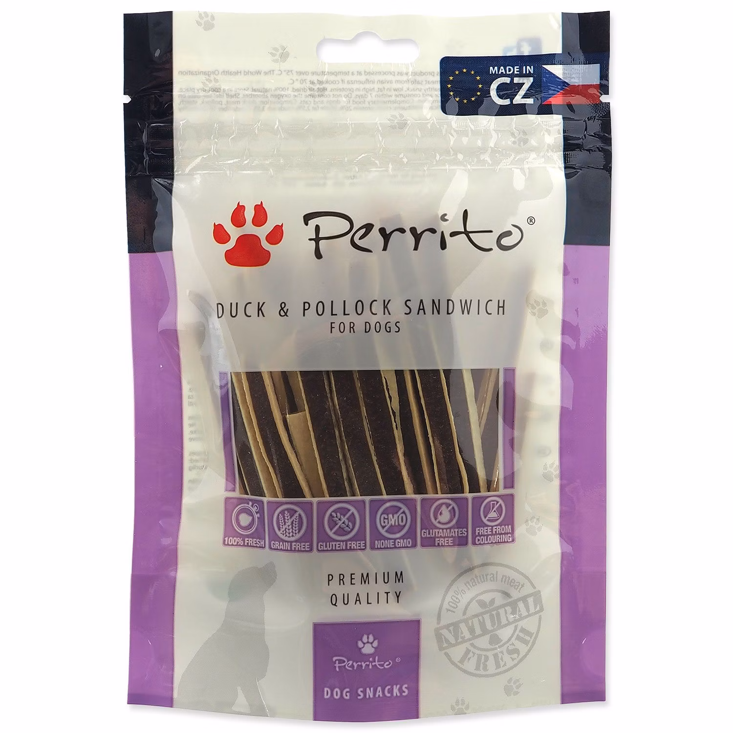 Pochúťka Perrito kačka a treska, sendvič 100g