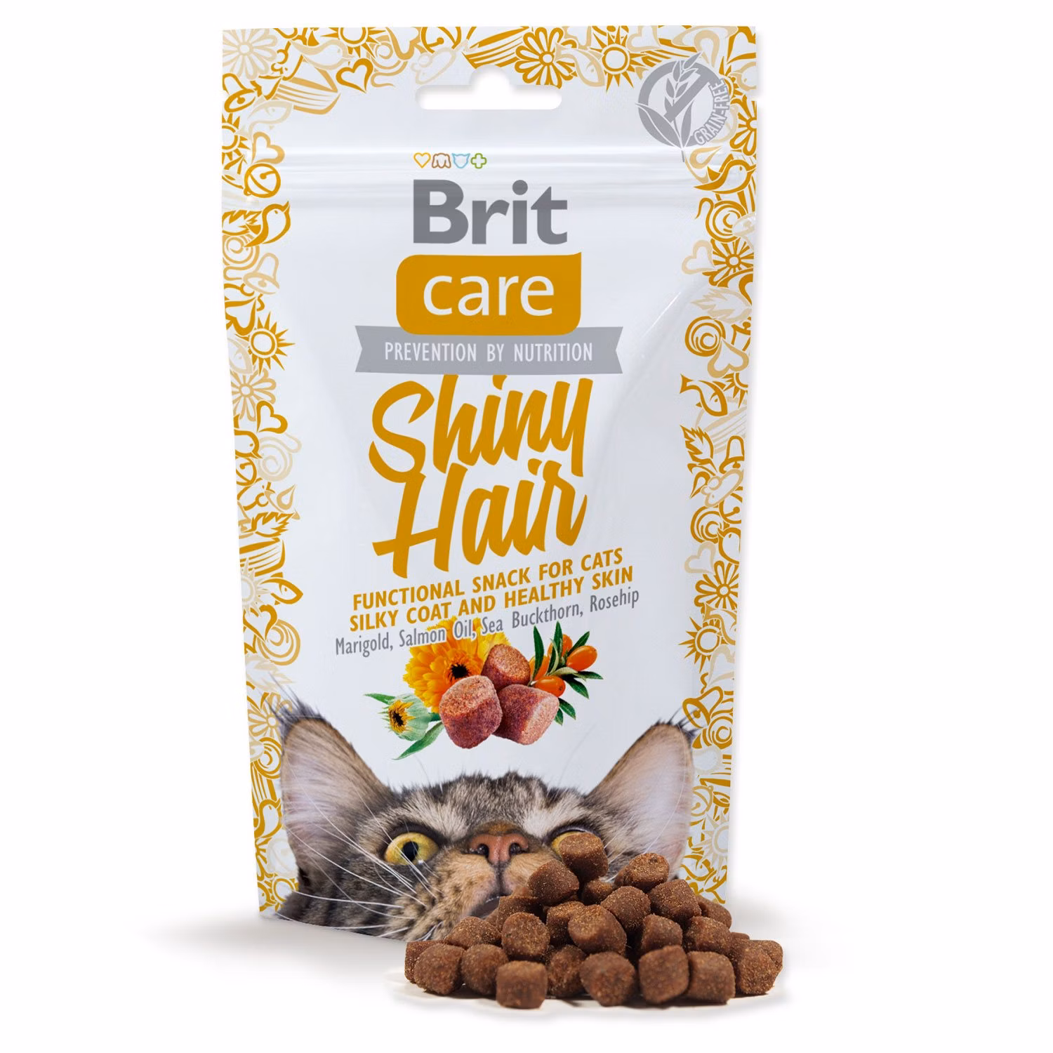Pochúťka Brit Care Cat Snack Shiny Hair 50g