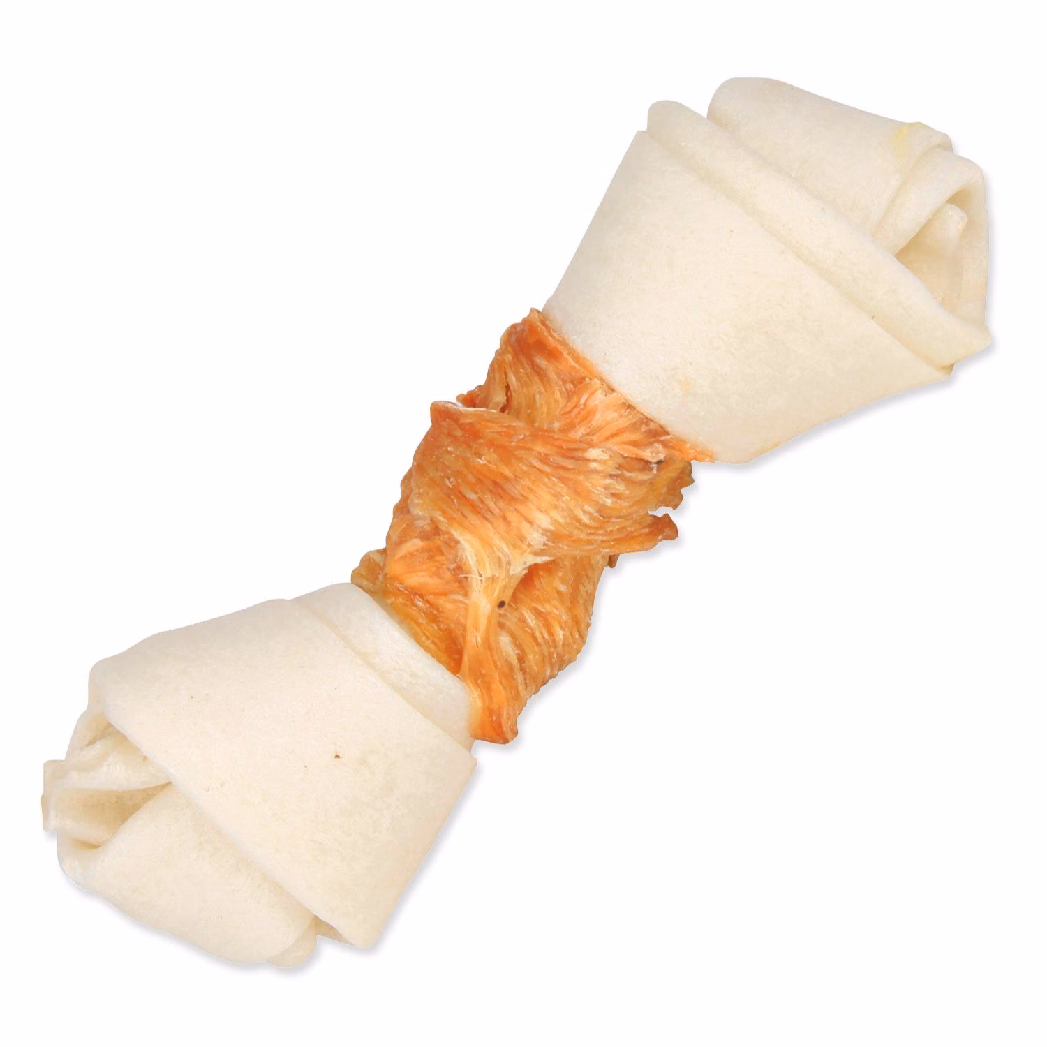 Pochúťka Trixie DentaFun byvolia koža obalená kuracím mäsom, kosť 11cm 70g 2ks