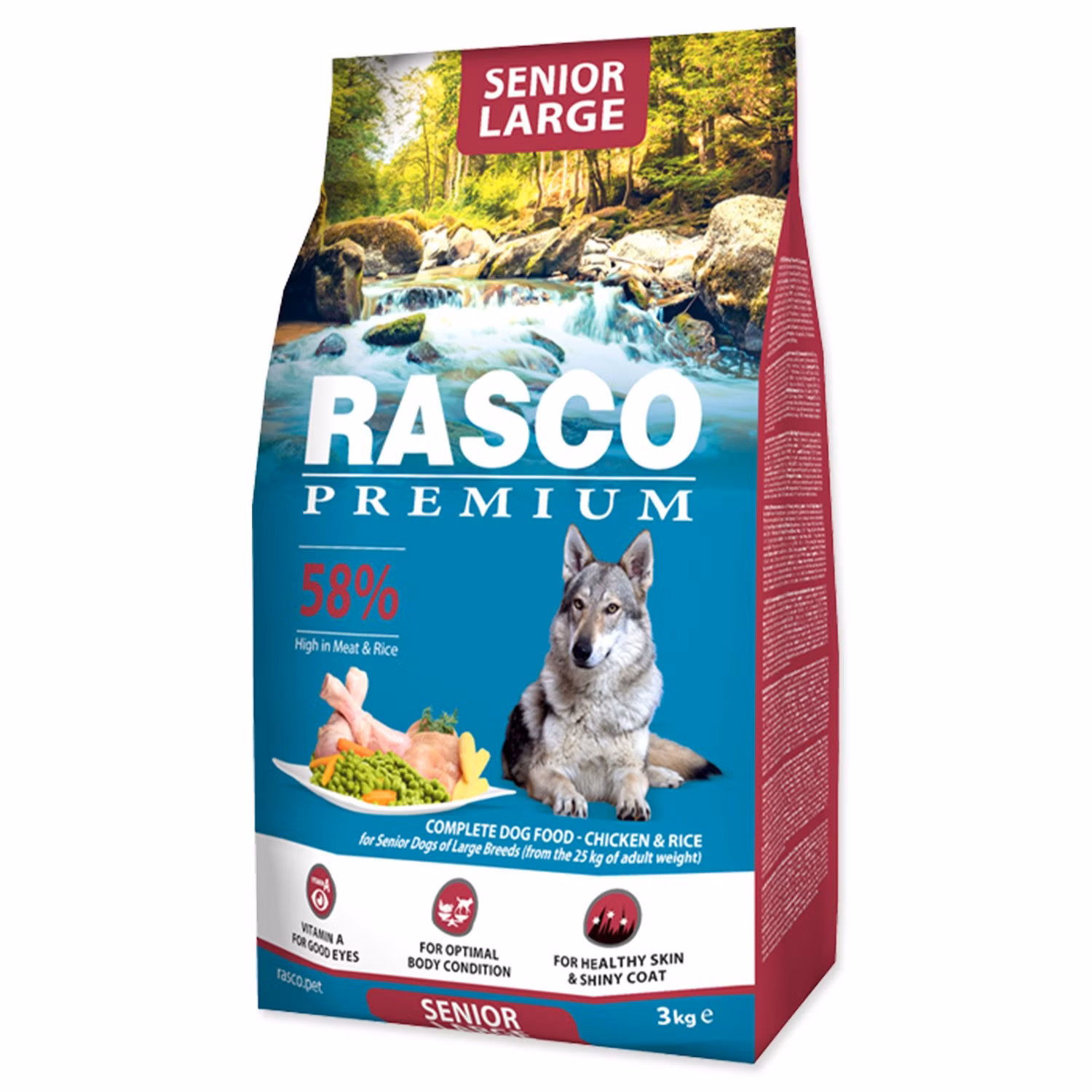 Krmivo Rasco Premium Senior Large kura s ryžou 3kg