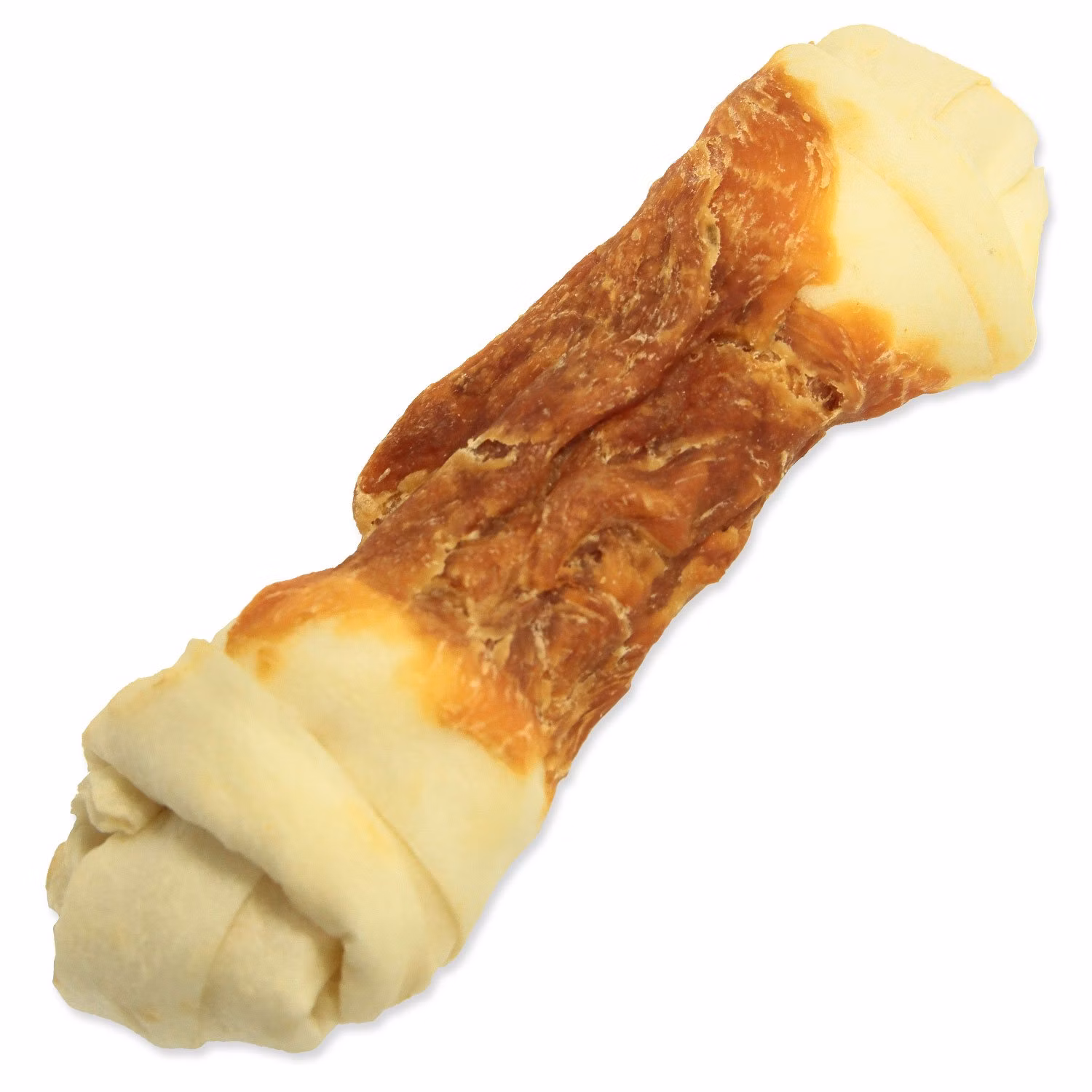 Pochúťka Rasco Premium byvolia koža obalená kuracím mäsom, uzol 15cm 80g