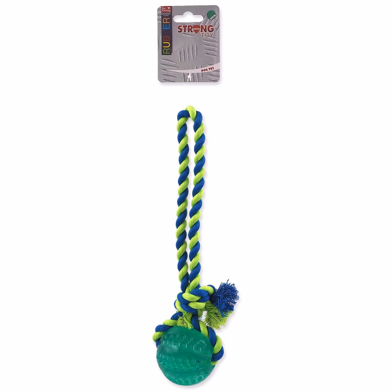 Hračka Dog Fantasy DENTAL MINT lopta hádzacia s povrazom zelená 7x30cm