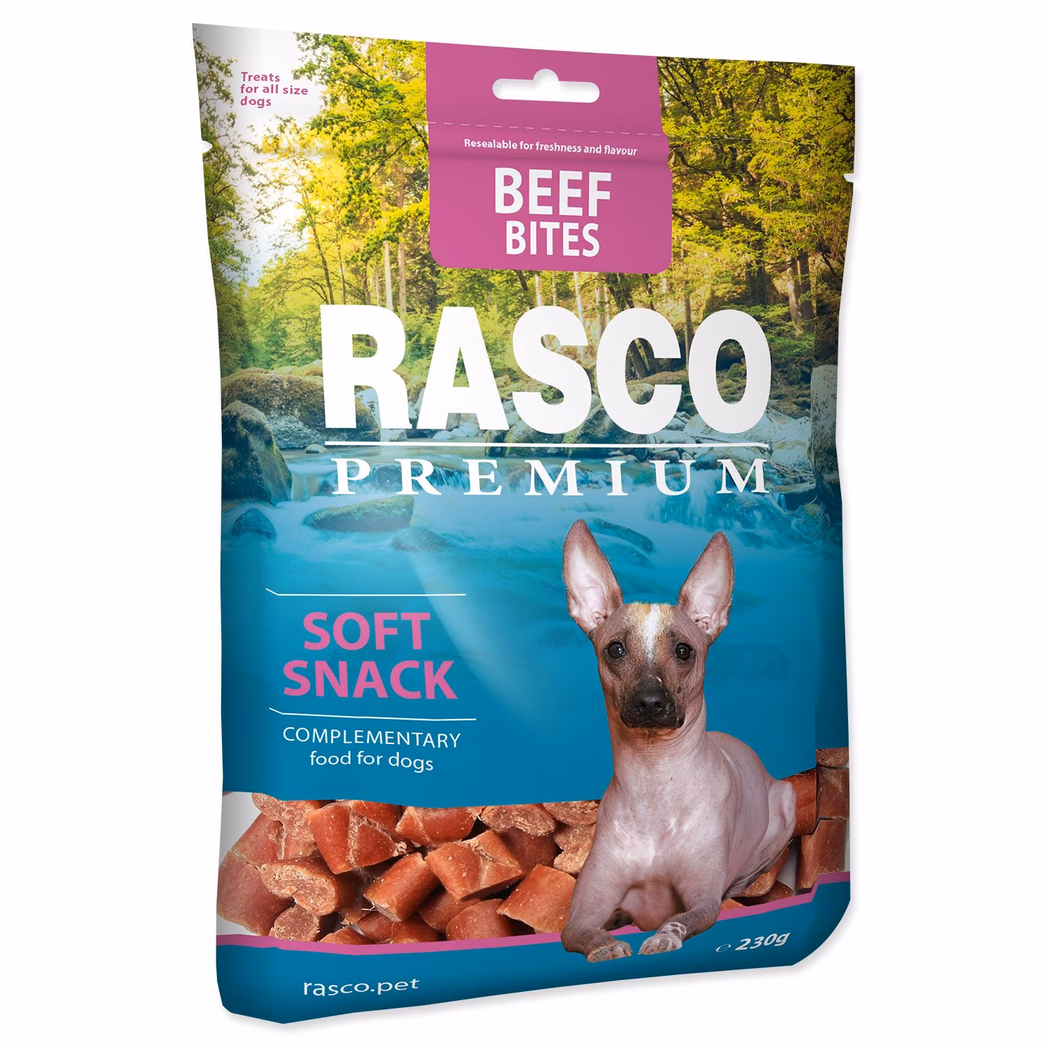 Pochúťka Rasco Premium hovädzie kúsky 230g