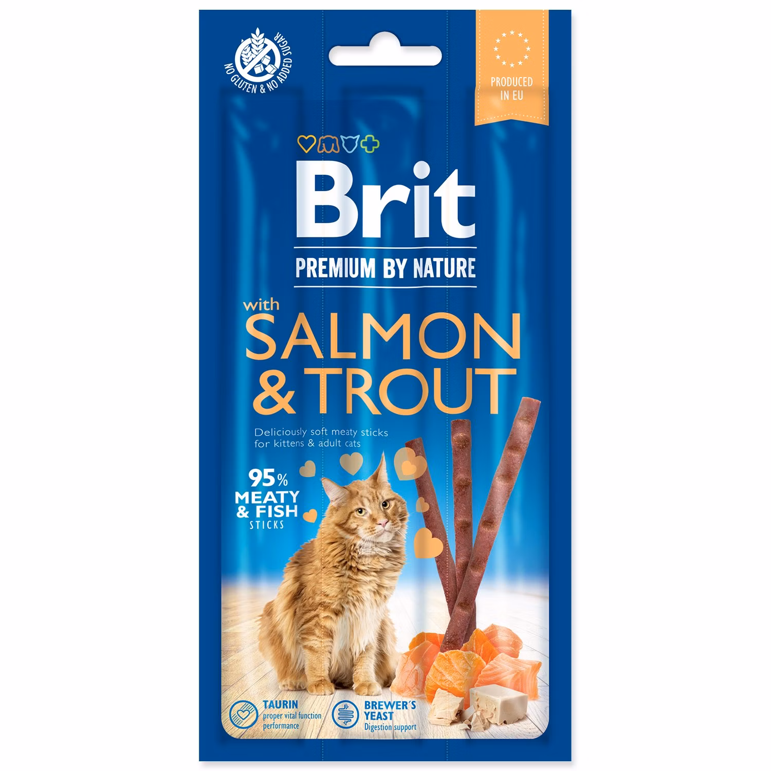 Pochúťka Brit Premium by Nature Cat losos a pstruh, tyčinky 3ks