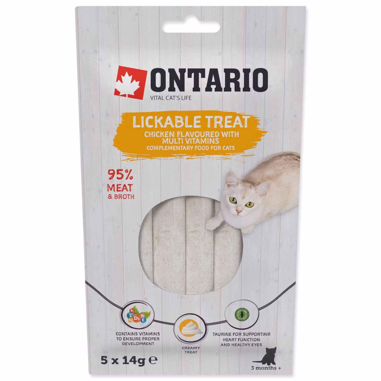 Pochúťka Ontario lízacia kuracie s multivitamínom 5x14g