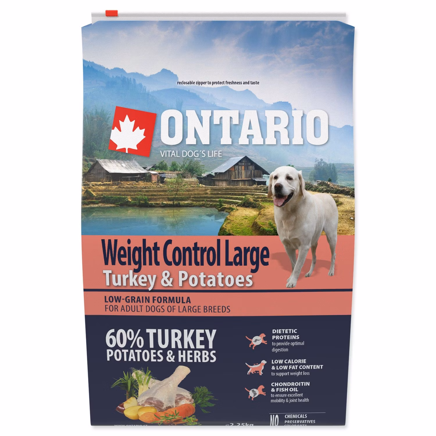 Krmivo Ontario Large Weight Control Turkey & Potatoes 2,25kg