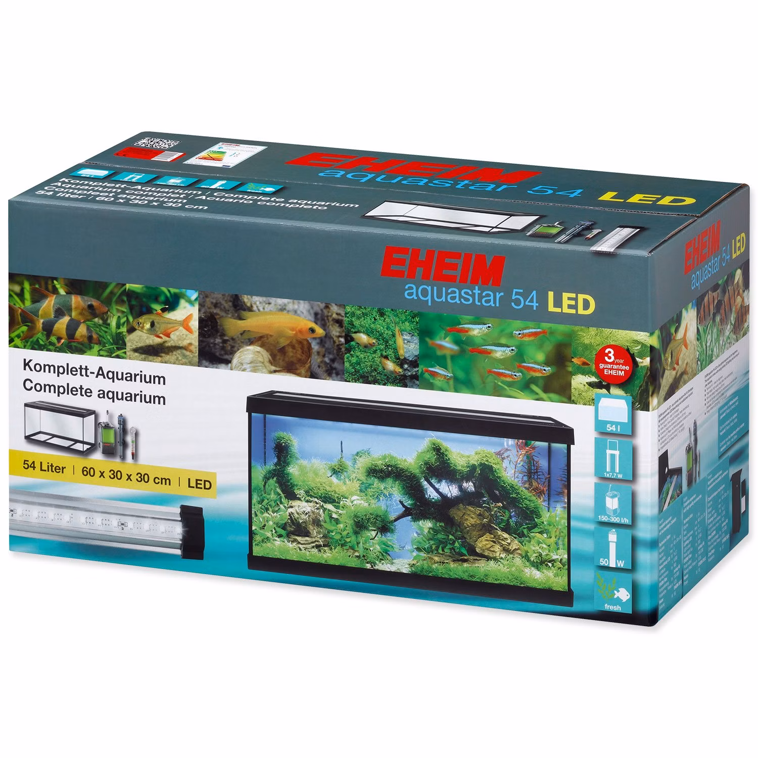 Akvarijný set Eheim Aquastar LED čierny 60x33x33 54l