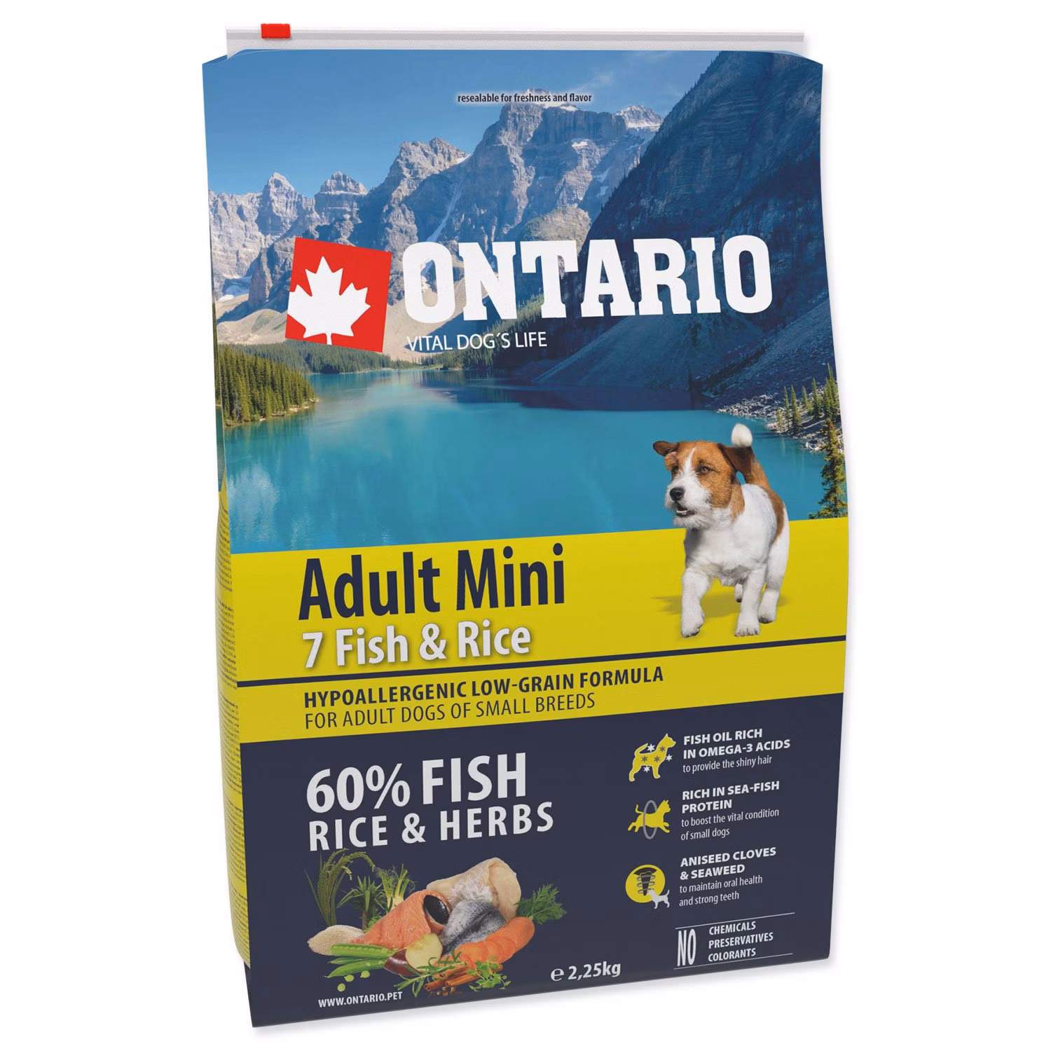 Krmivo Ontario Adult Mini Fish & Rice 2,25kg