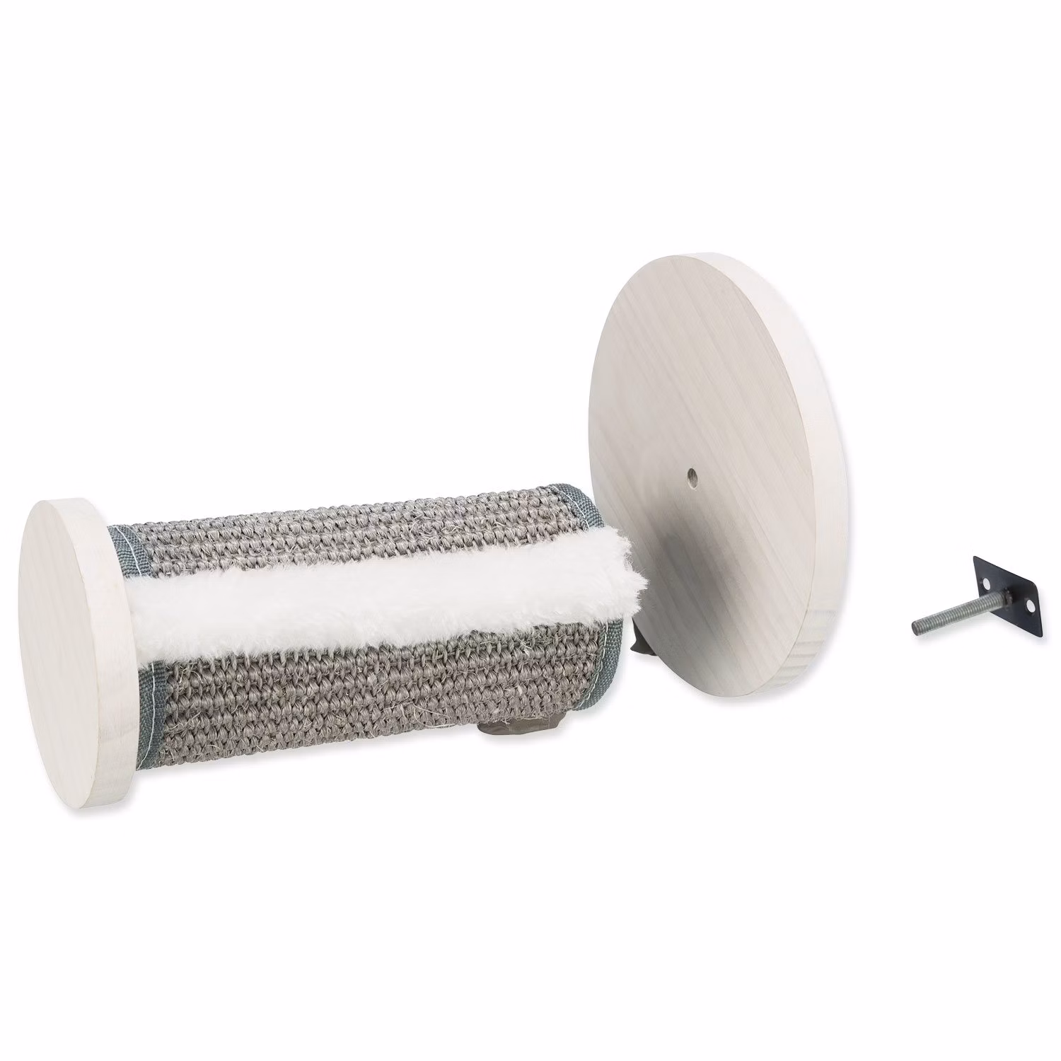 Climbing step for wall, sisal/pine wood, ø 18 × 22 cm, white/grey
