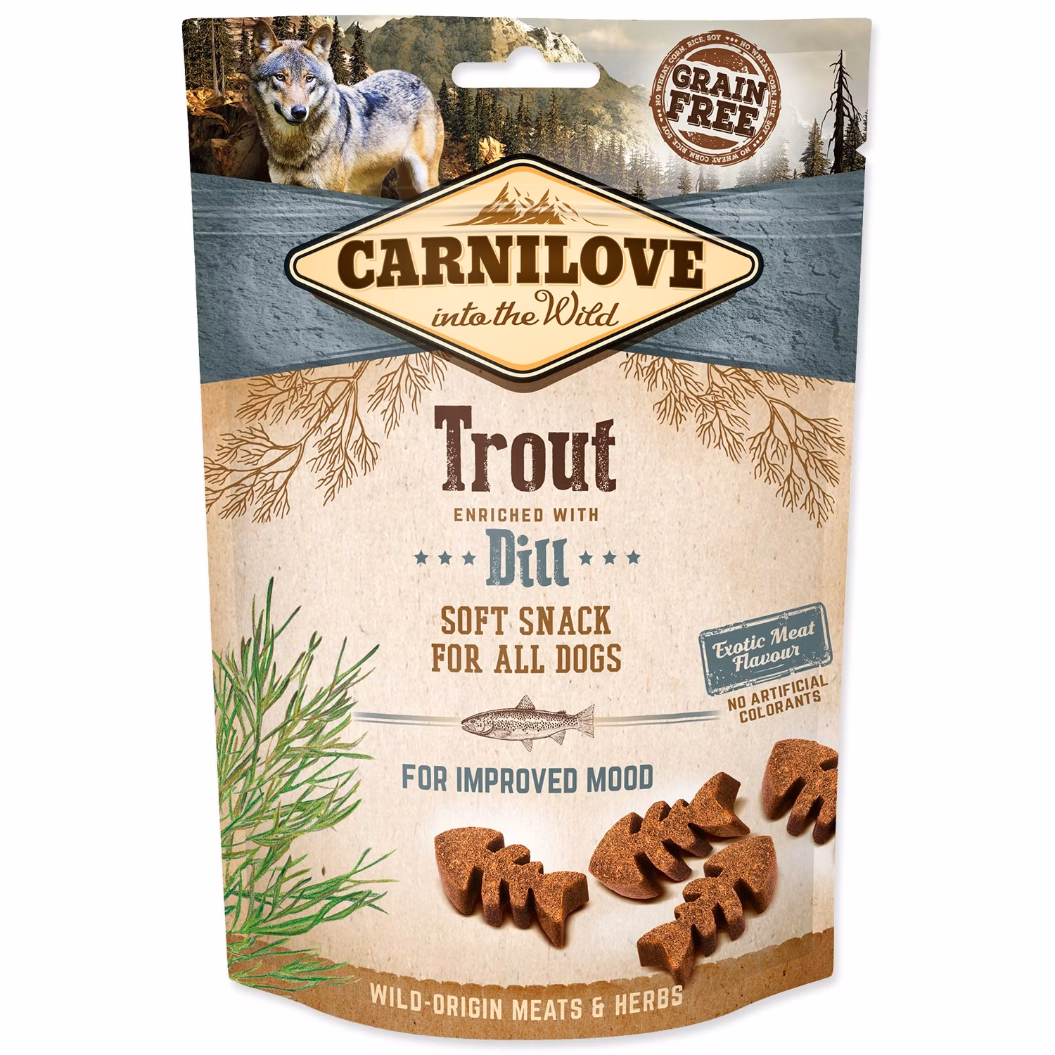 Pochúťka Carnilove Dog Soft Snack pstruh s kôprom 200g