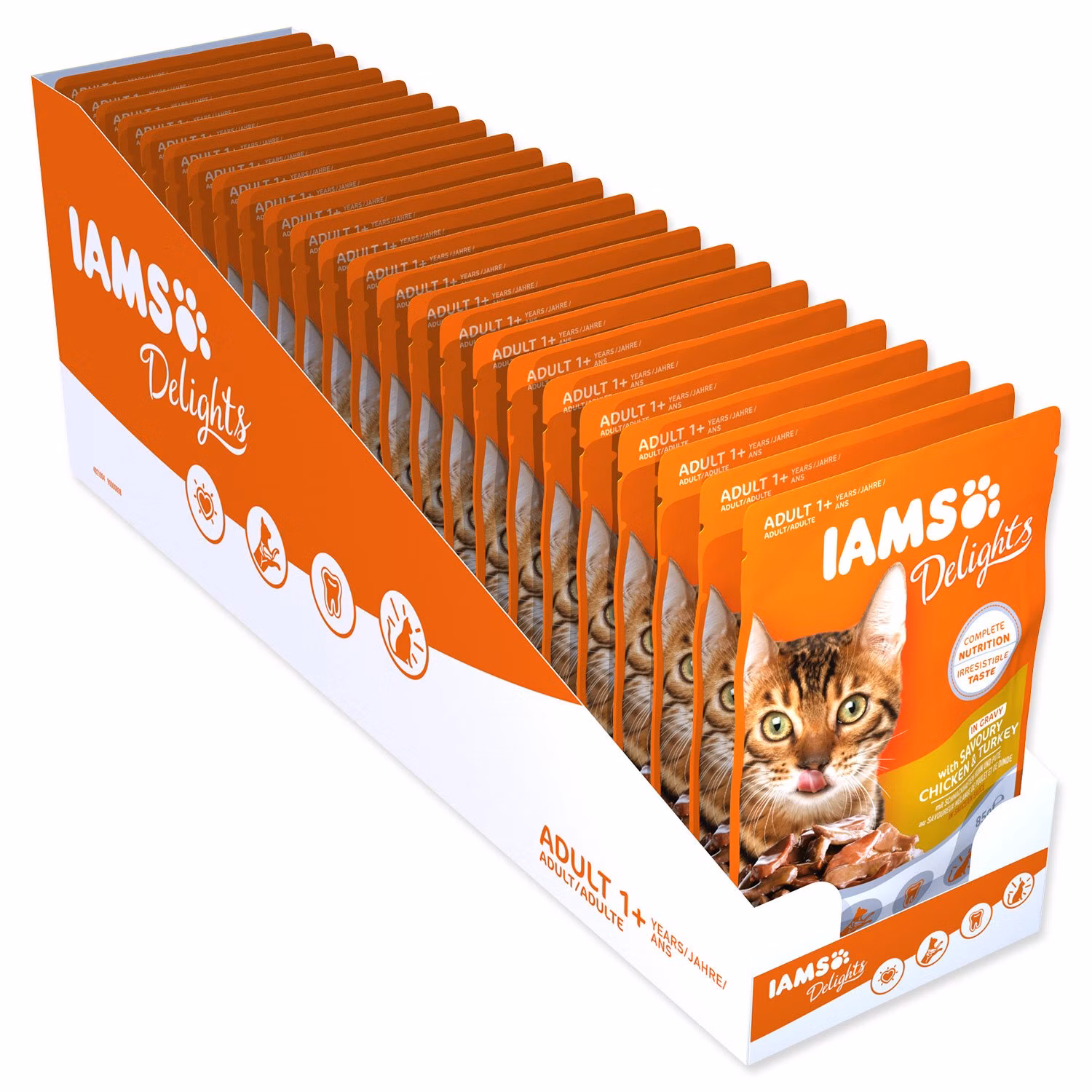 Kapsička IAMS Delights Adult kura a morčacie v omáčke 85g