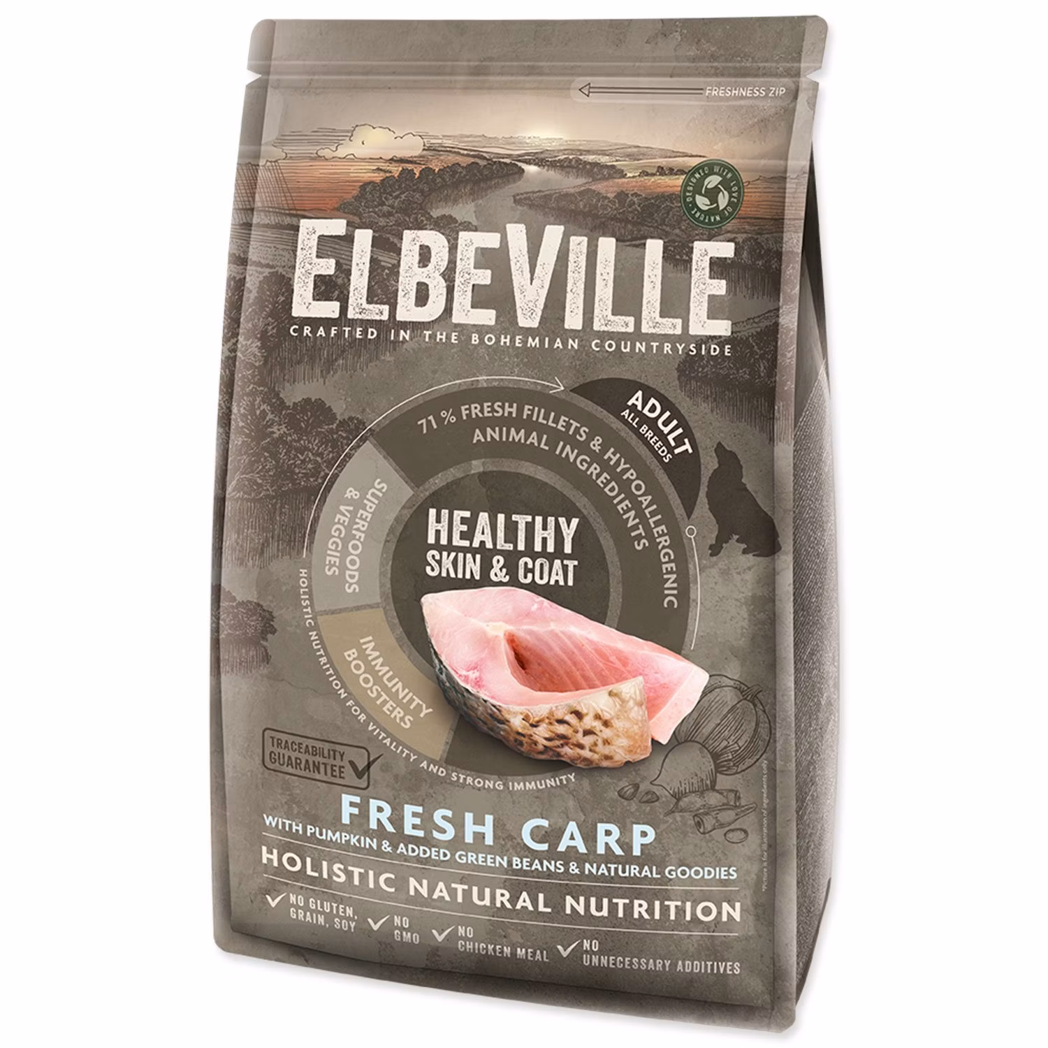 Krmivo ELBEVILLE Adult All Breeds Healthy Skin and Coat Fresh Carp 1,4kg