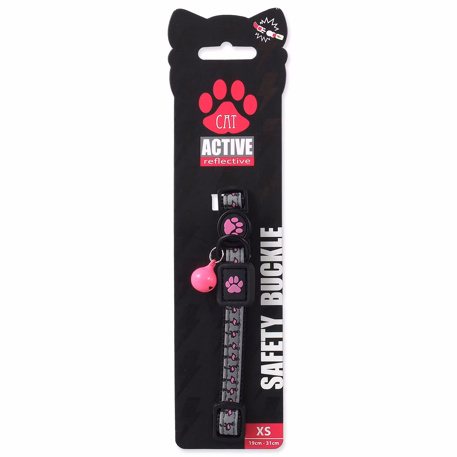 Obojok Active Cat Reflective XS ružový 1x19-31cm