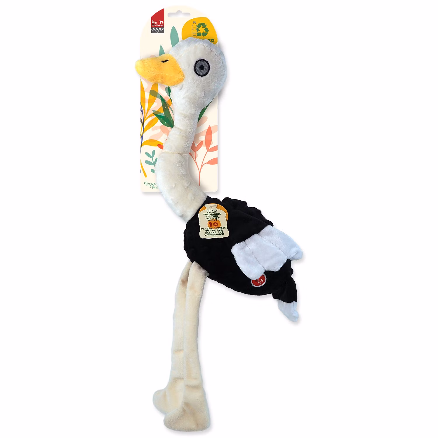 Hračka Dog Fantasy Recycled Toy pštros pískací so šuštiacimi krídlami 49cm