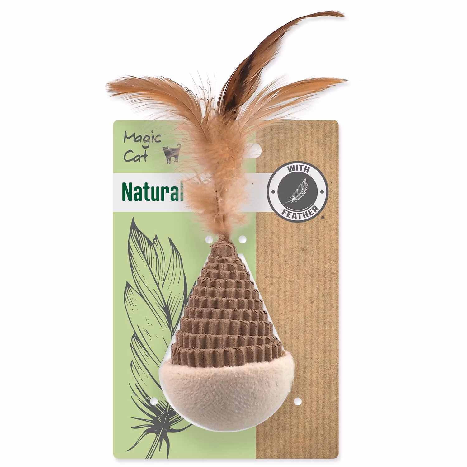 Hračka Magic Cat Natural Fun kužel s pierkami kartón/plyš biely 6cm