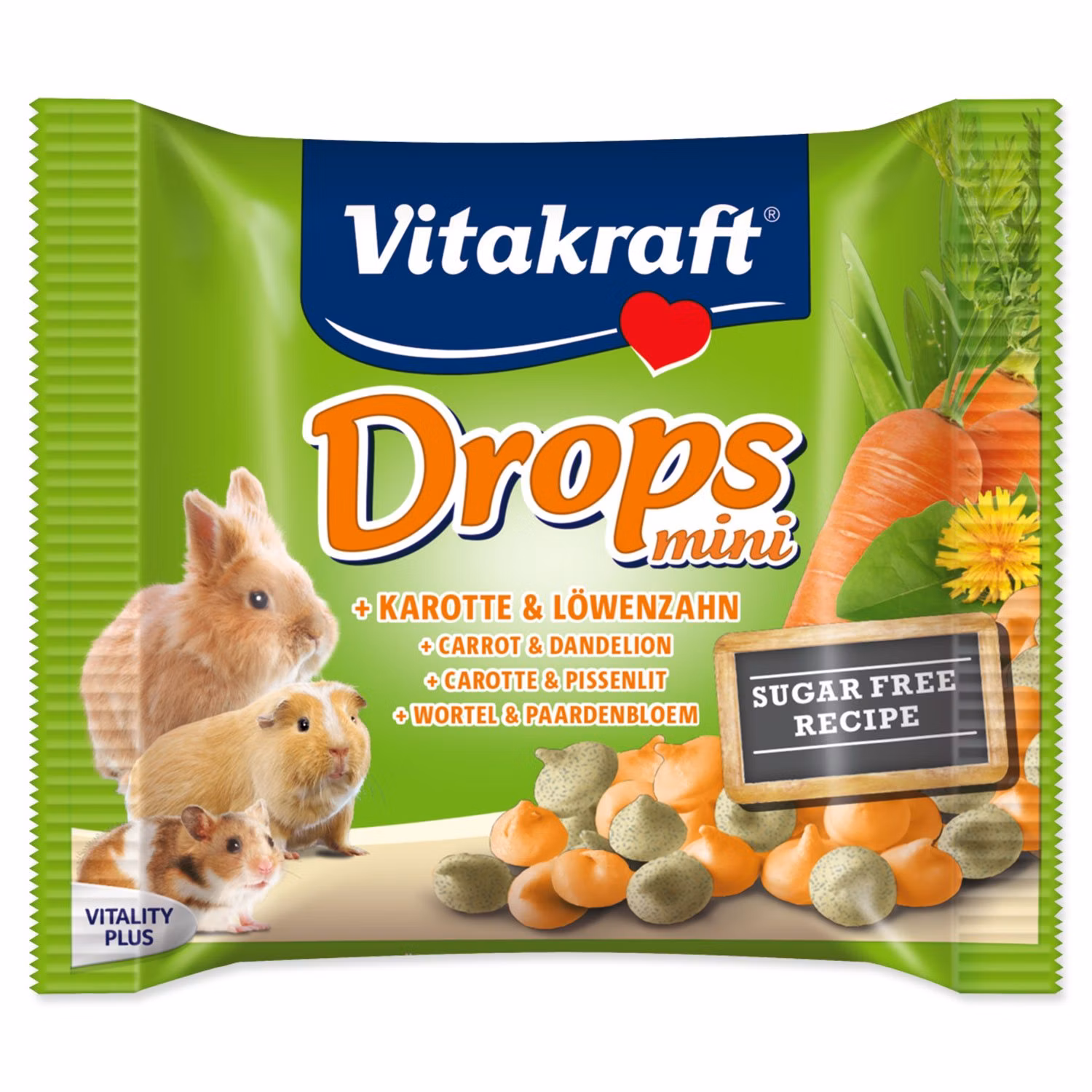 Pochúťka Vitakraft Happy králik, s mrkvou, dropsy 40g