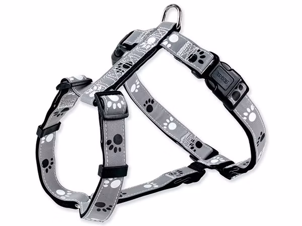 Postroj Trixie reflexný s packami čierno-šedý S-M 40-65cmx20mm